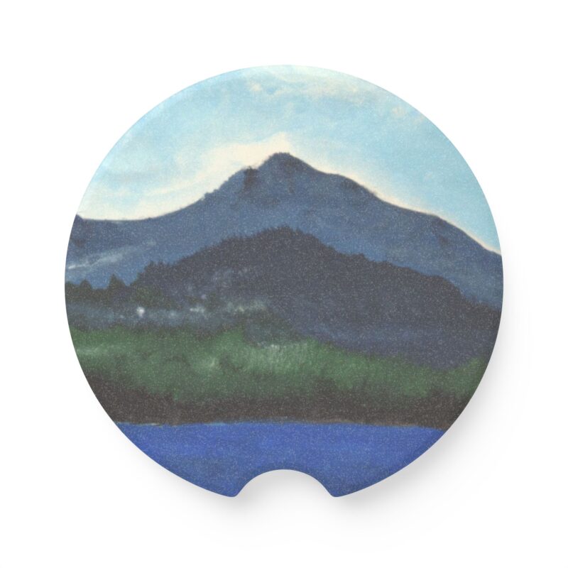Soapstone Car Coaster - Mt Tamalpais and Lake - Watercolor - Printed in USA