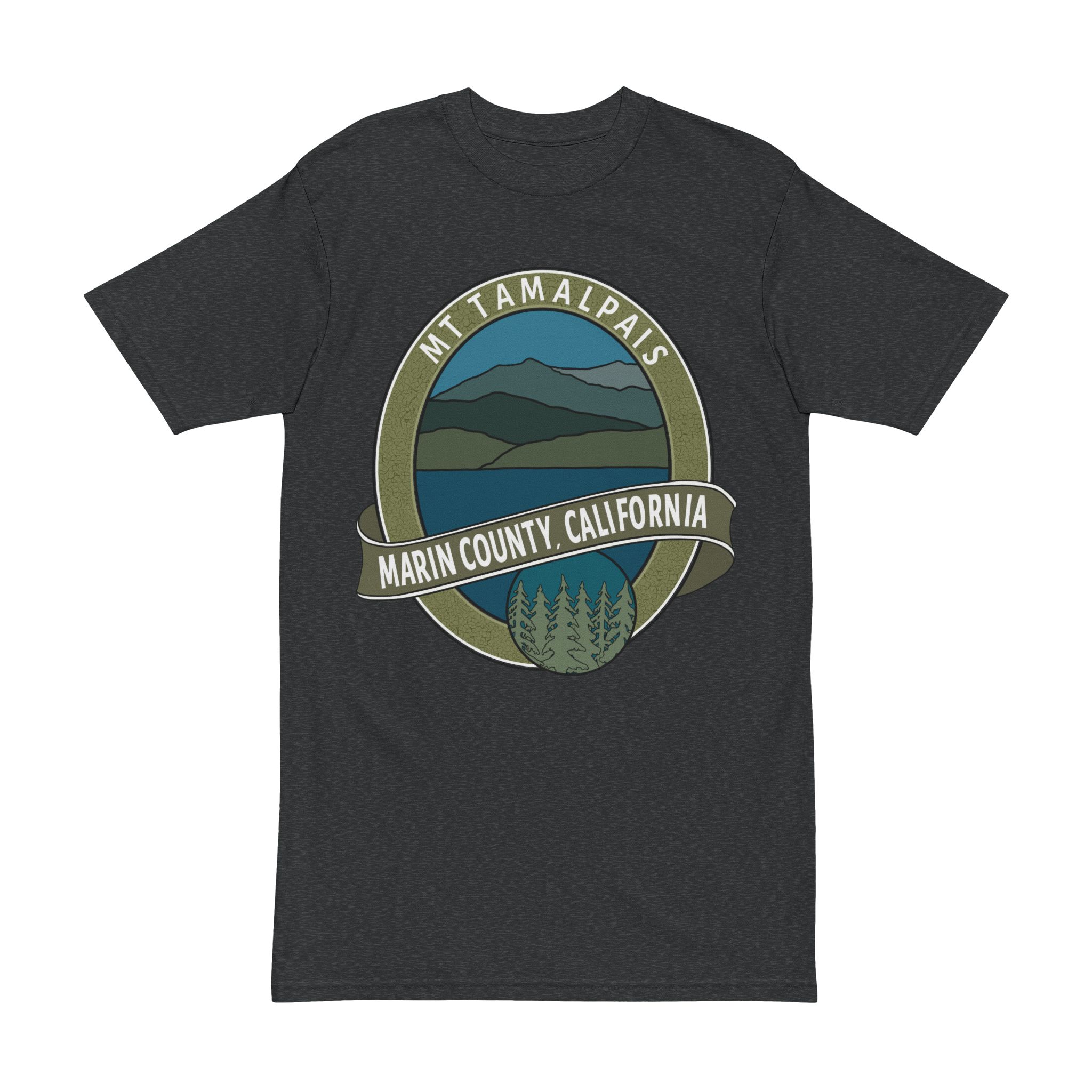 Men’s premium heavyweight tee 100% Cotton T-shirt - Oval Mt Tamalpais Marin County California Collector's Design - Select color - Image 7