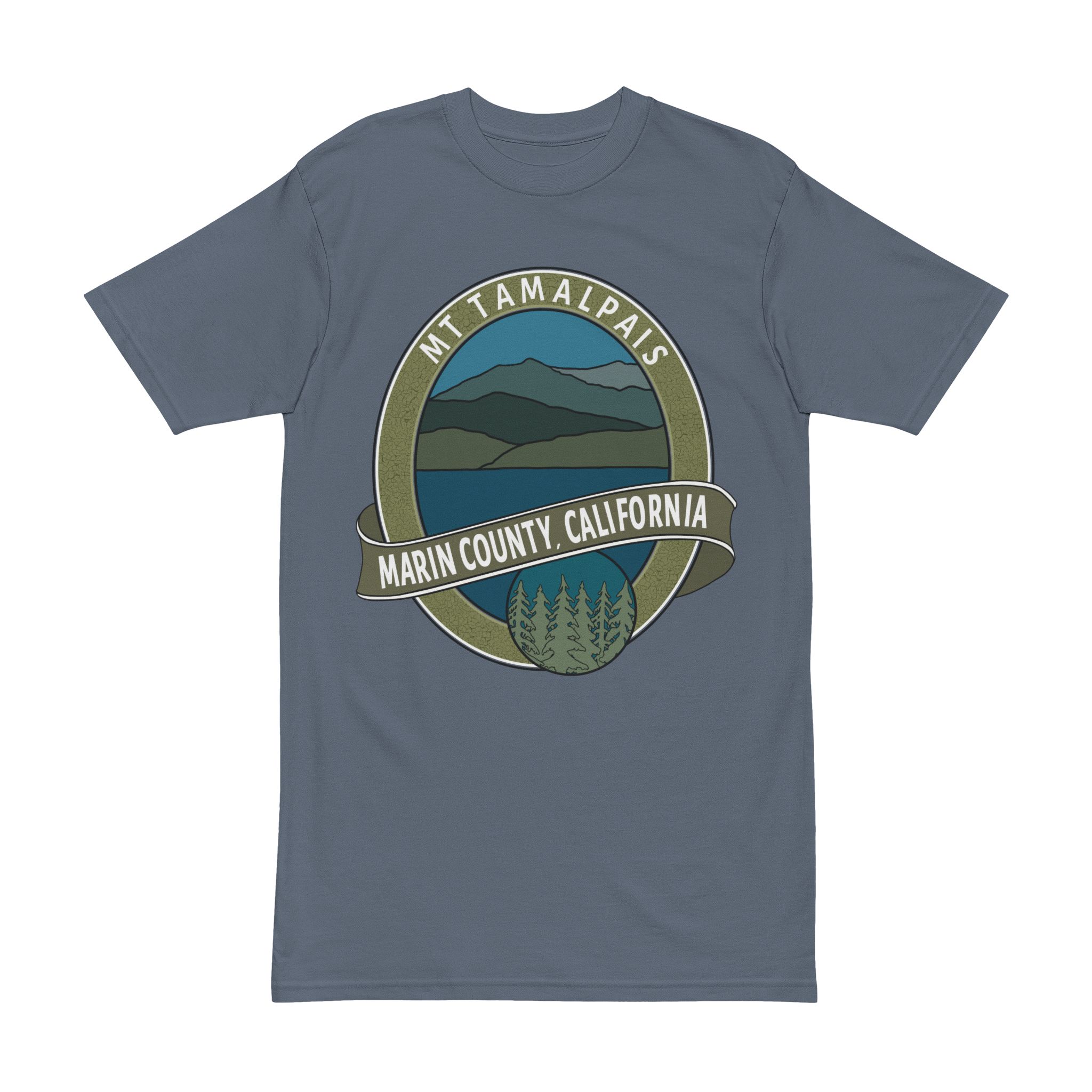 Men’s premium heavyweight tee 100% Cotton T-shirt - Oval Mt Tamalpais Marin County California Collector's Design - Select color - Image 5