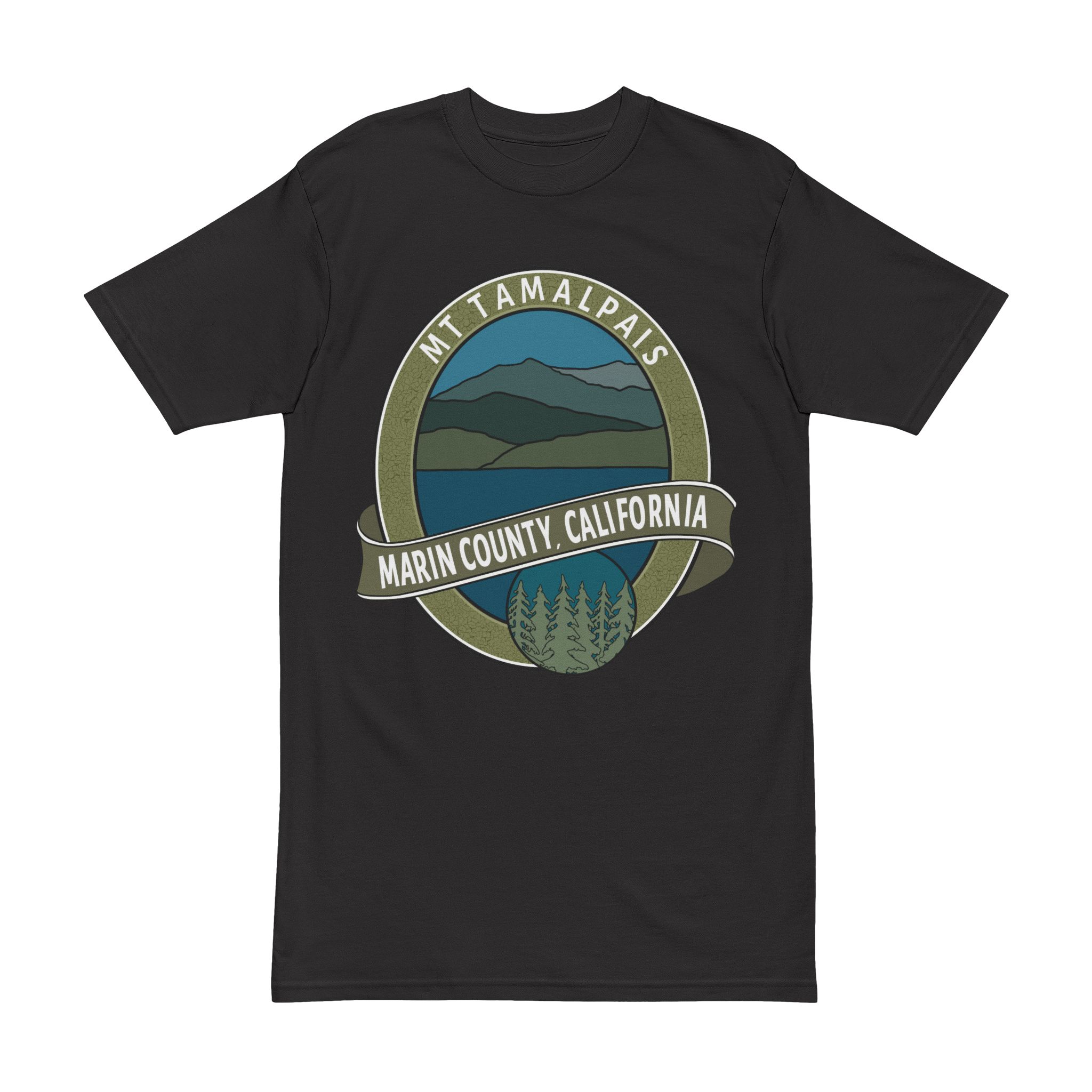 Men’s premium heavyweight tee 100% Cotton T-shirt - Oval Mt Tamalpais Marin County California Collector's Design - Select color - Image 9