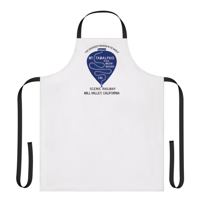 Apron - Vintage 1911 Mt Tamalpais Railroad Muir Woods Mill Valley California Design - Echo Friendly - White - Made in USA - PFY