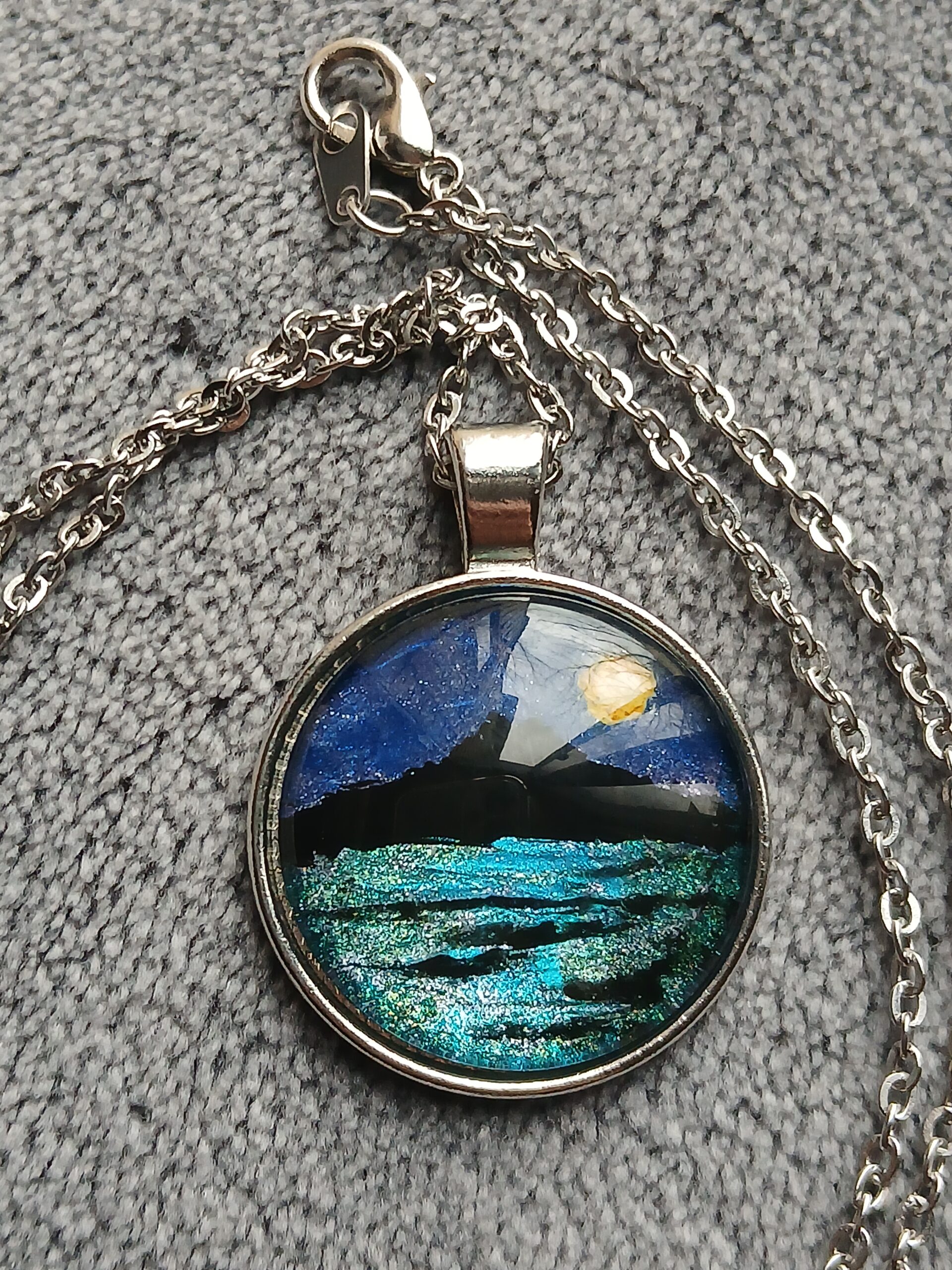 Hand Painted Mt Tamalpais Glass Dome - Pendant - Keychain - Zip Pull - Image 3