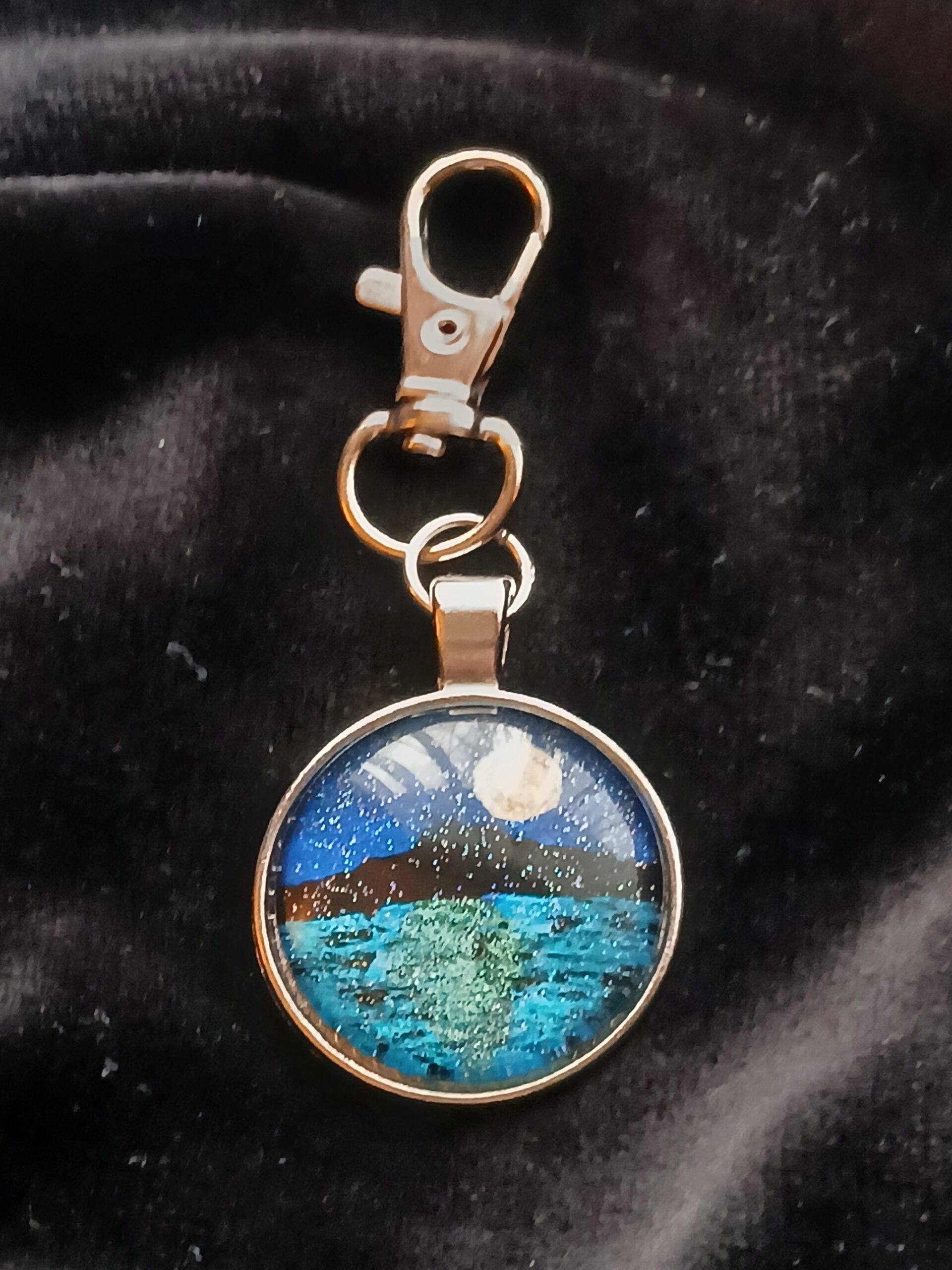 Hand Painted Mt Tamalpais Glass Dome - Pendant - Keychain - Zip Pull - Image 10