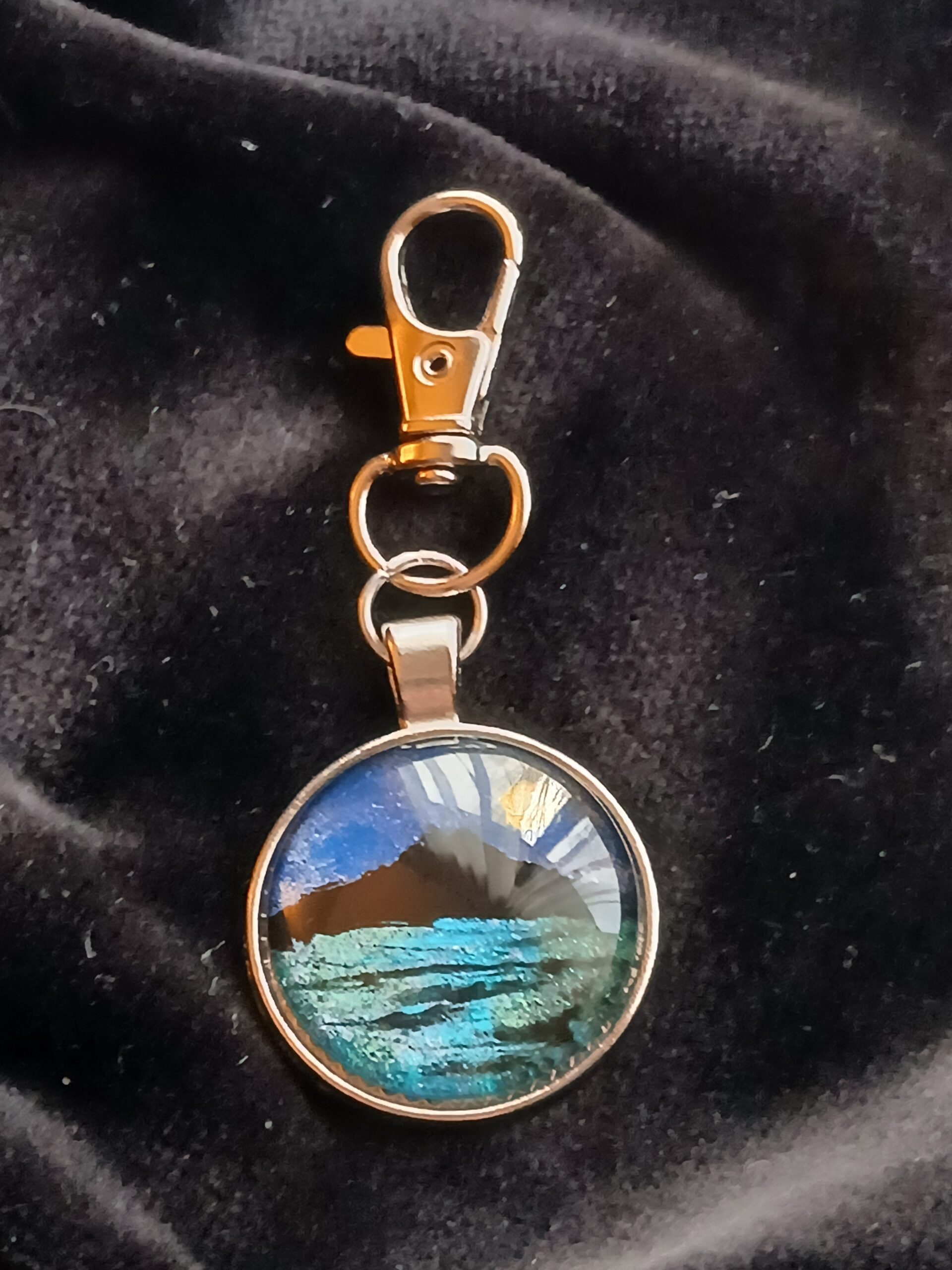 Hand Painted Mt Tamalpais Glass Dome - Pendant - Keychain - Zip Pull - Image 9
