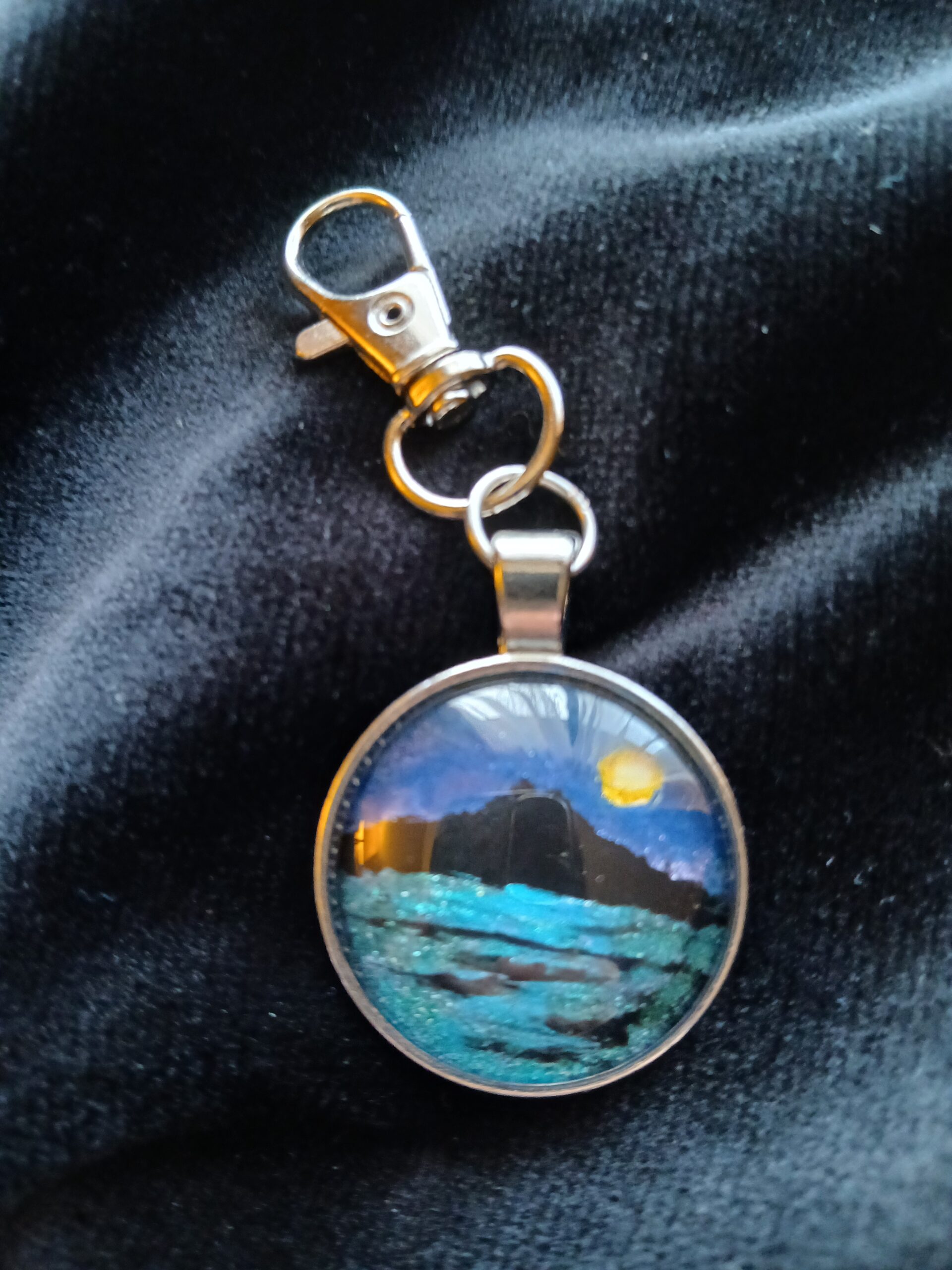 Hand Painted Mt Tamalpais Glass Dome - Pendant - Keychain - Zip Pull - Image 8