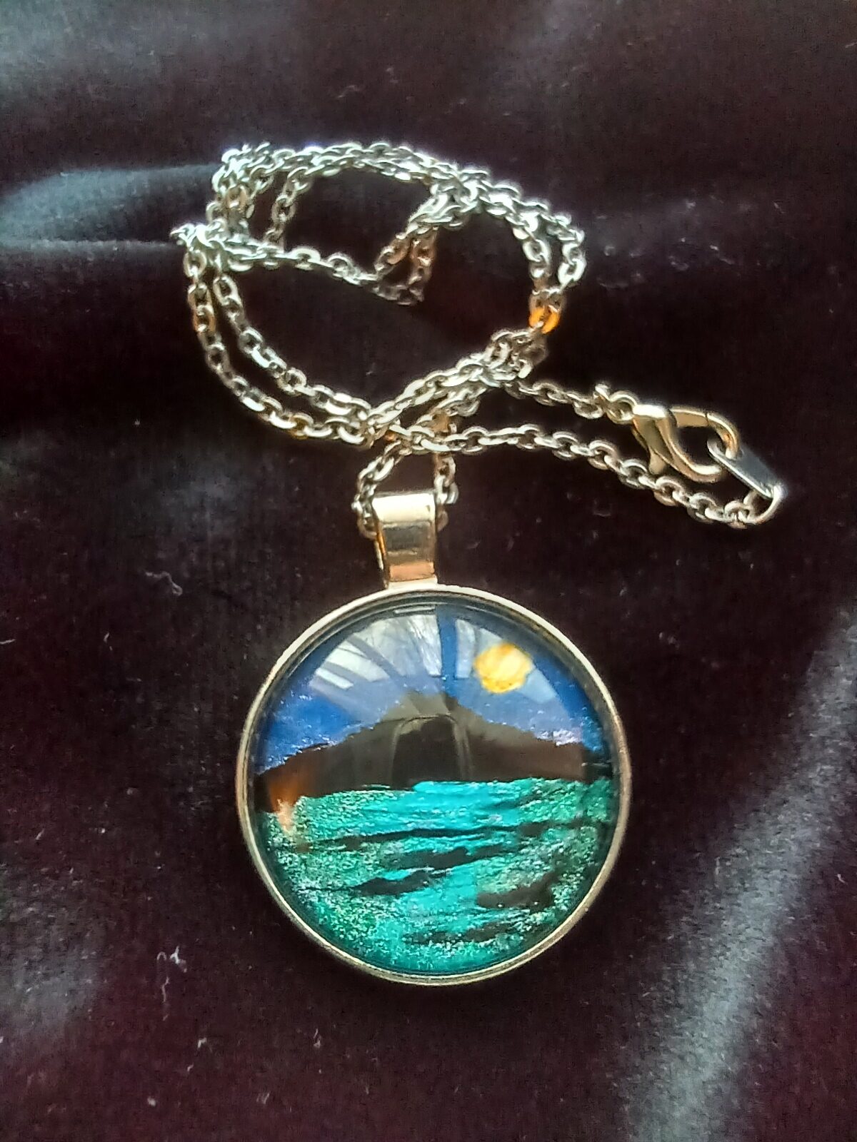 Hand Painted Mt Tamalpais Glass Dome - Pendant - Keychain - Zip Pull - Image 7