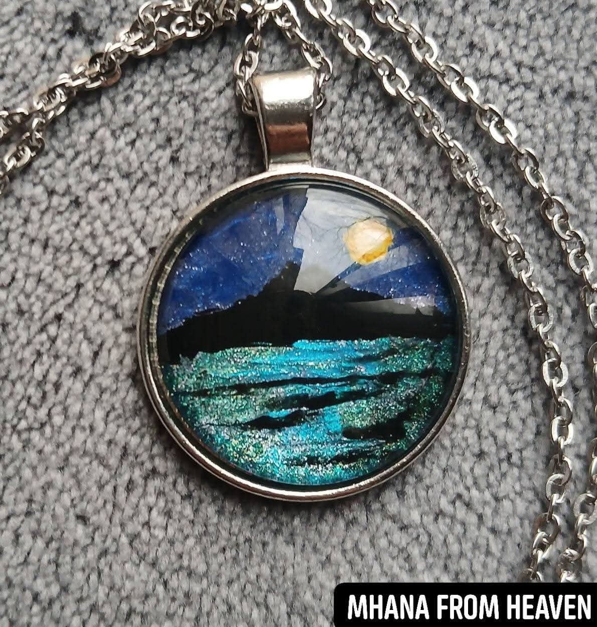 Hand Painted Mt Tamalpais Glass Dome - Pendant - Keychain - Zip Pull - Image 11