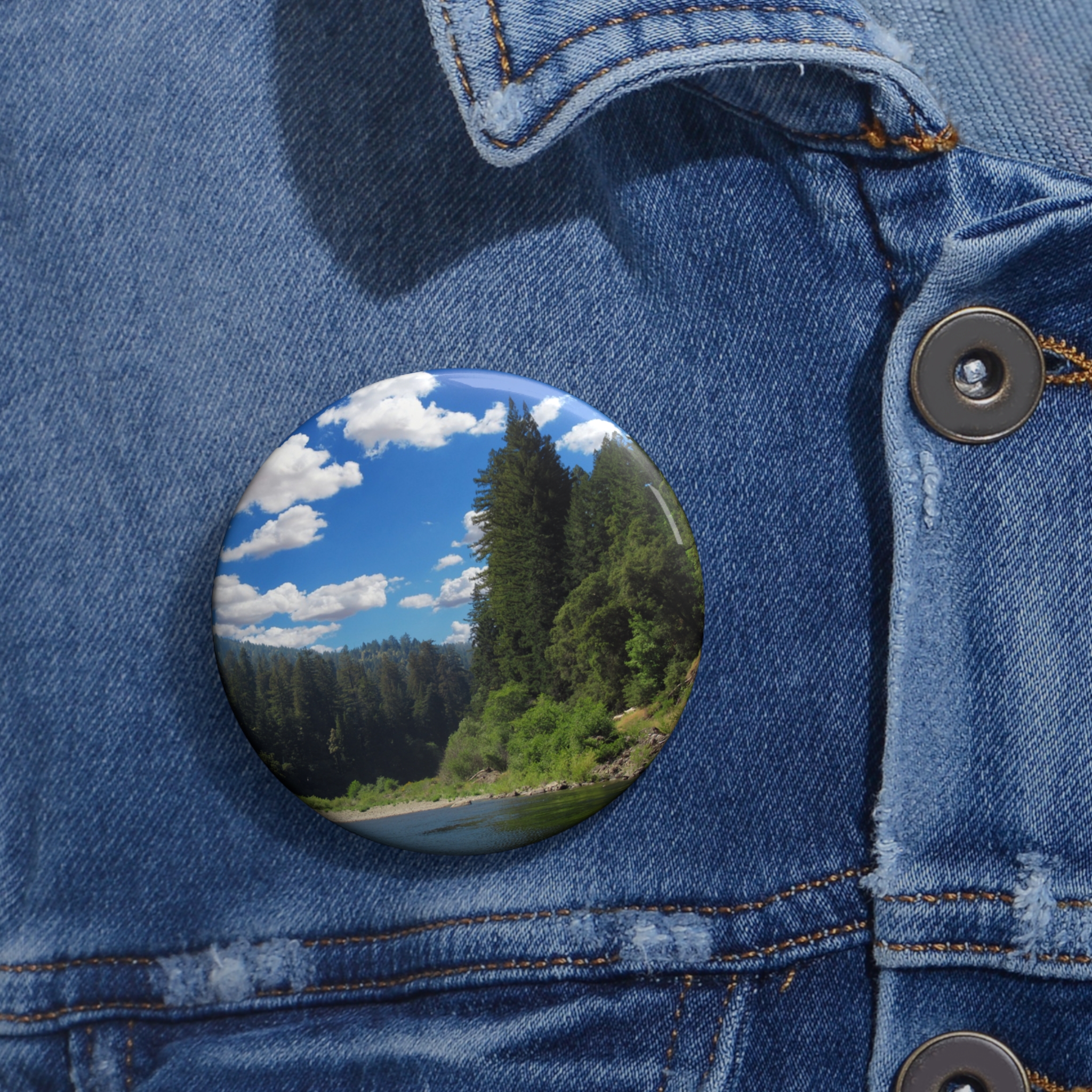 Richardson Grove California State Park - Redwoods Eel River Humboldt County - Scenic Landscape Pin Button — select size - Image 2