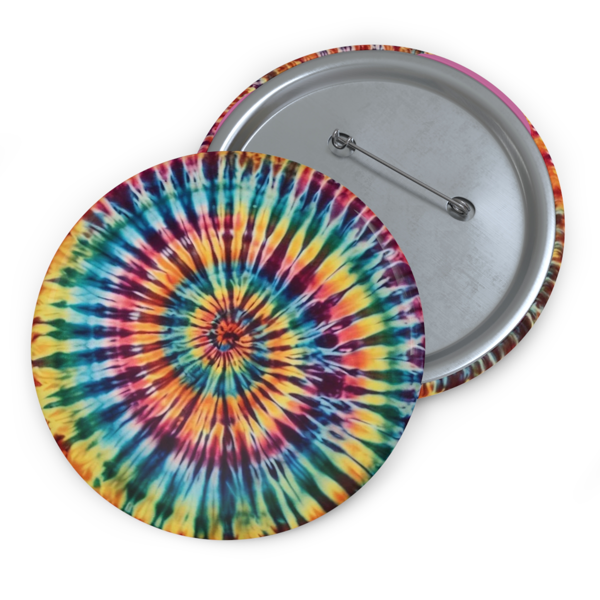Tie-Dye Spiral Pin Button — Retro Rainbow Badge for Jackets, Bags & Gifts - Image 5