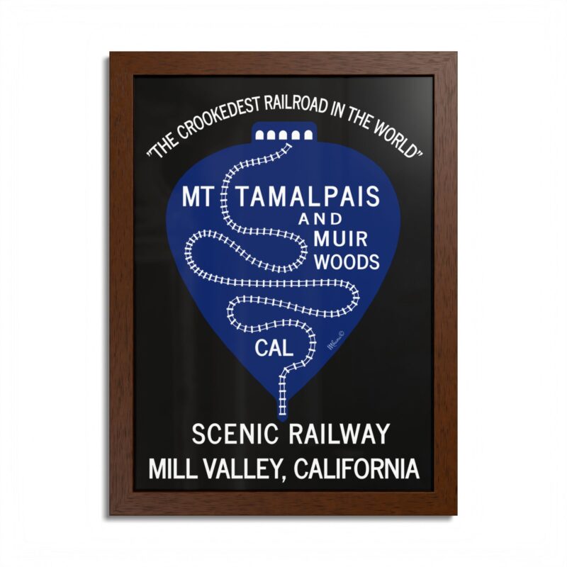 Vintage 1911 Mt Tamalpais Muir Woods Railroad Mill Valley California - Hand-crafted wooden frame - select options - Made in USA - PFY