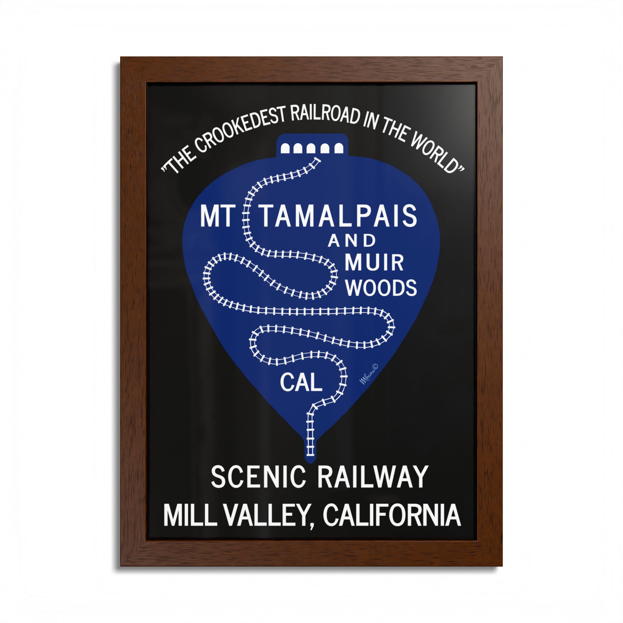 Vintage 1911 Mt Tamalpais Muir Woods Railroad Mill Valley California - Hand-crafted wooden frame - select options - Made in USA - PFY