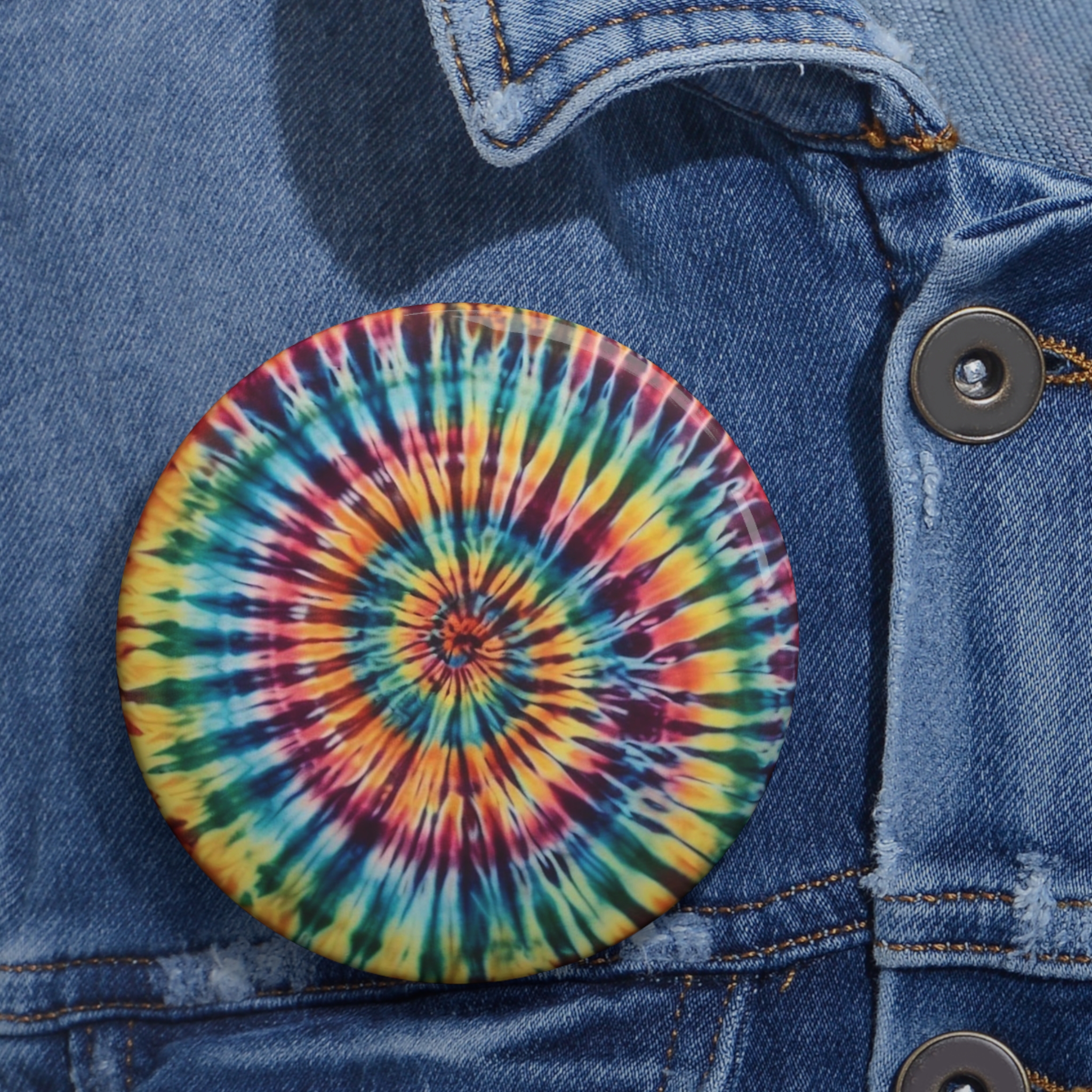 Tie-Dye Spiral Pin Button — Retro Rainbow Badge for Jackets, Bags & Gifts - Image 6