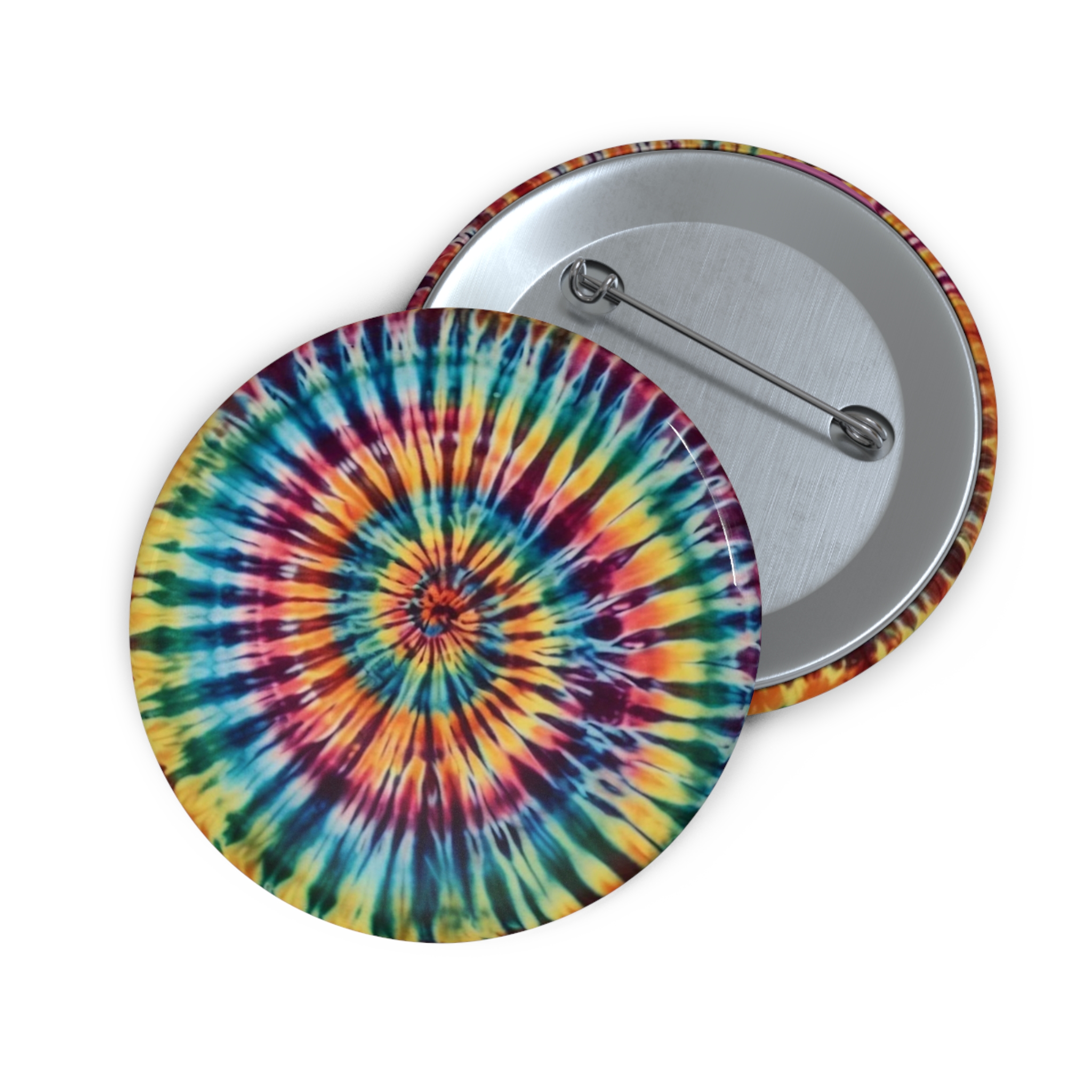 Tie-Dye Spiral Pin Button — Retro Rainbow Badge for Jackets, Bags & Gifts - Image 3