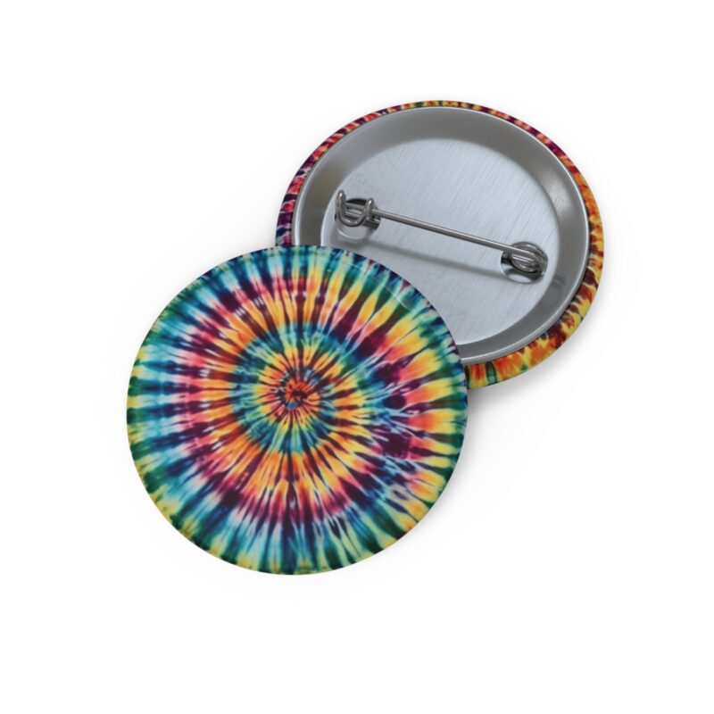 Tie-Dye Spiral Pin Button — Retro Rainbow Badge for Jackets, Bags & Gifts