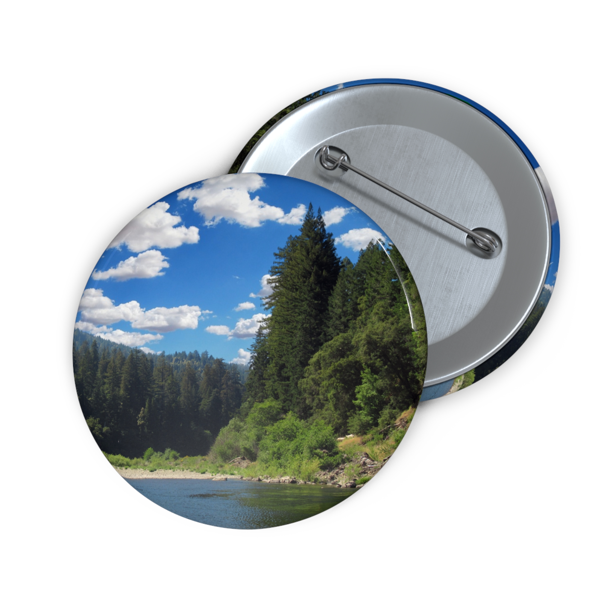 Richardson Grove California State Park - Redwoods Eel River Humboldt County - Scenic Landscape Pin Button — select size