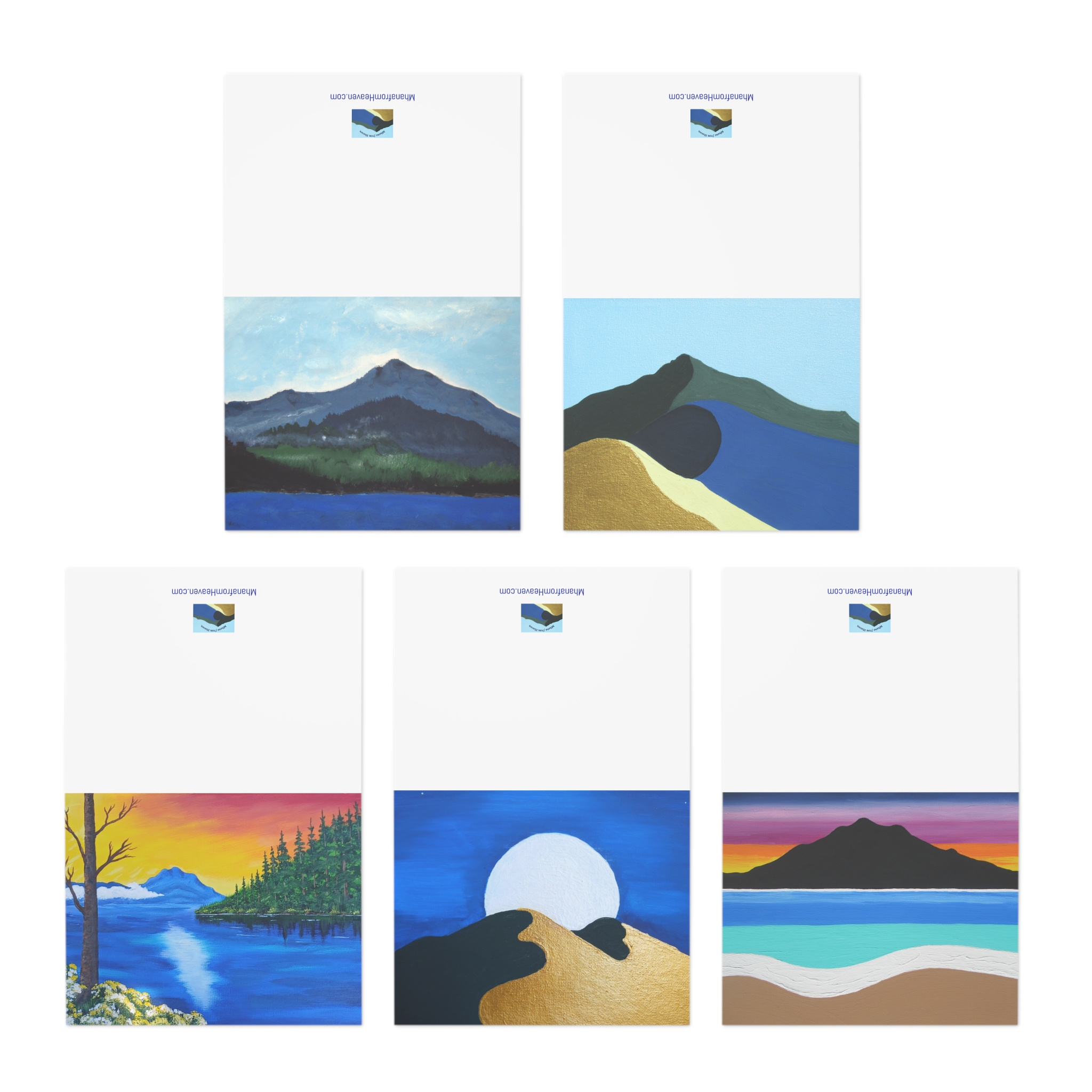 Hand Painted Mt Tamalpais Greeting Cards 5‑Pack - Made in USA - Image 2