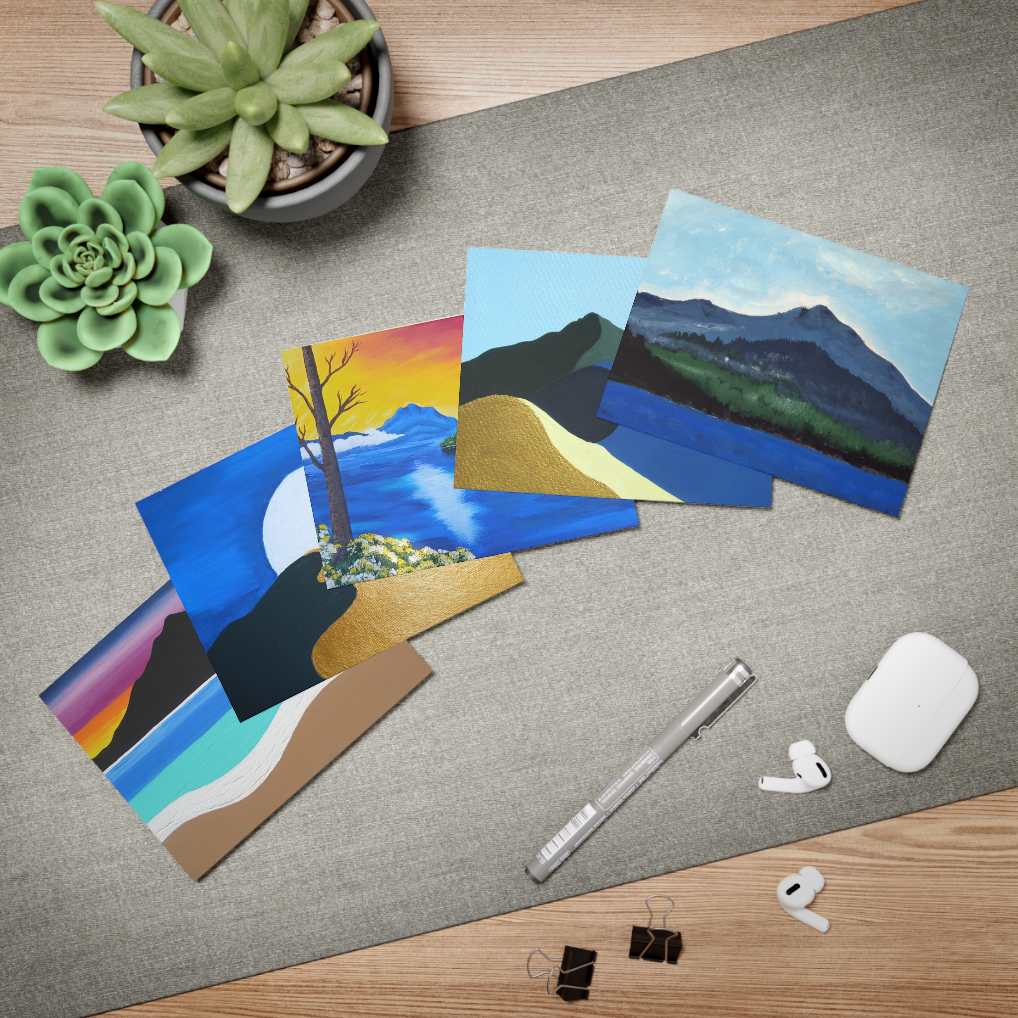 Hand Painted Mt Tamalpais Greeting Cards 5‑Pack - Made in USA - Image 4