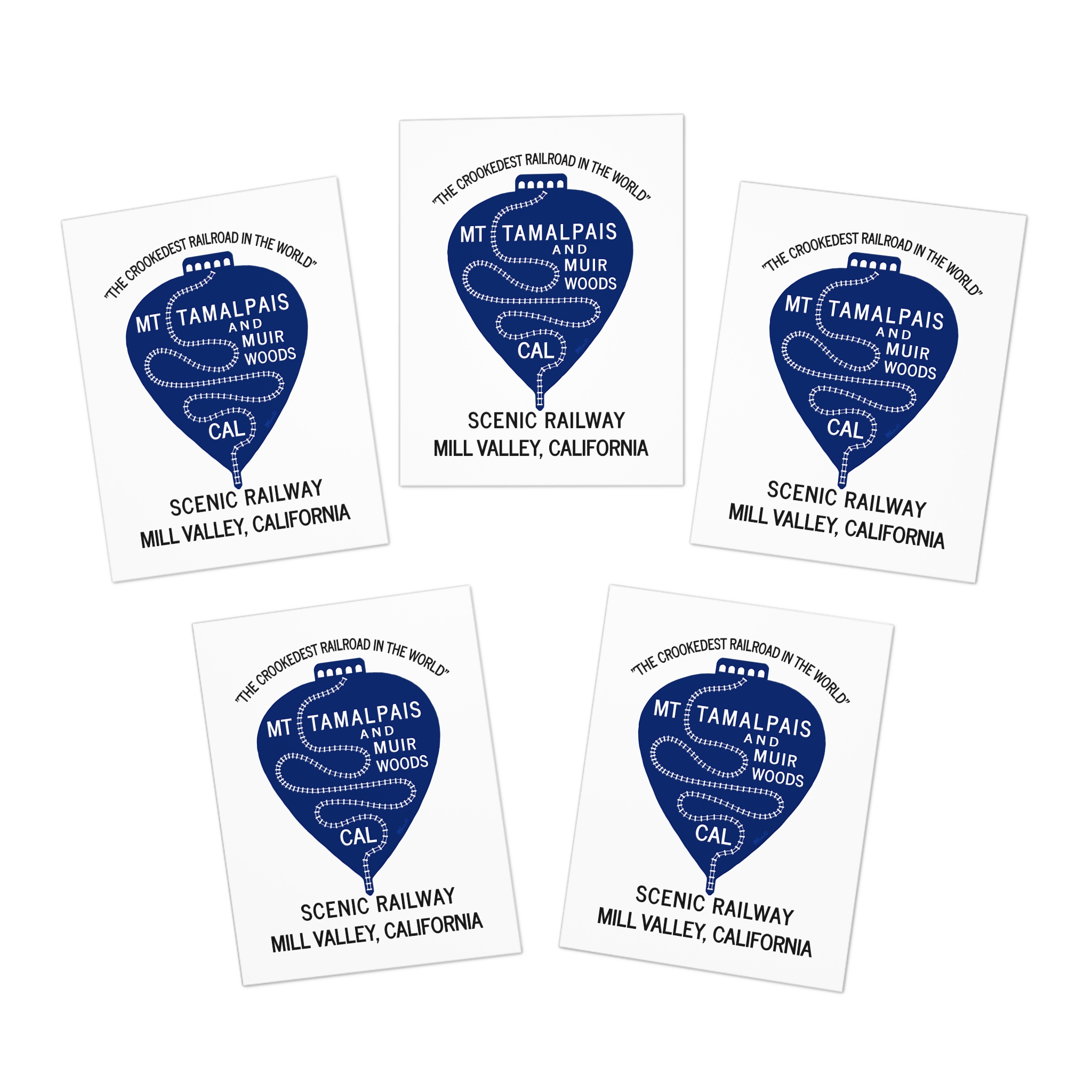 Greeting Card Set (5-Pack) - Mt Tamalpais The Crookedest Railroad in the World Mt Tamalpais Muir Woods Scenic Railway Mill Valley California - Printed in USA - Image 2
