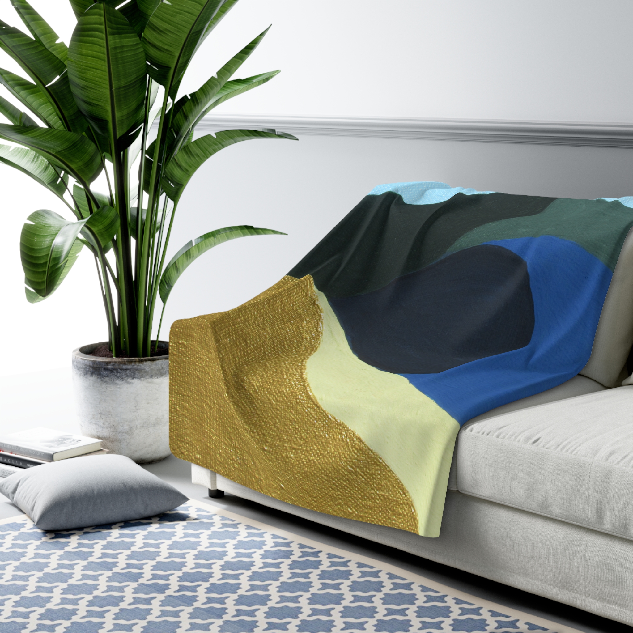 Cozy Sherpa Fleece Blanket - Colors of Mt Tamalpais Hand Painted (print) Soft, Warm & Stylish Home Decor and RVs - Select color - Image 7