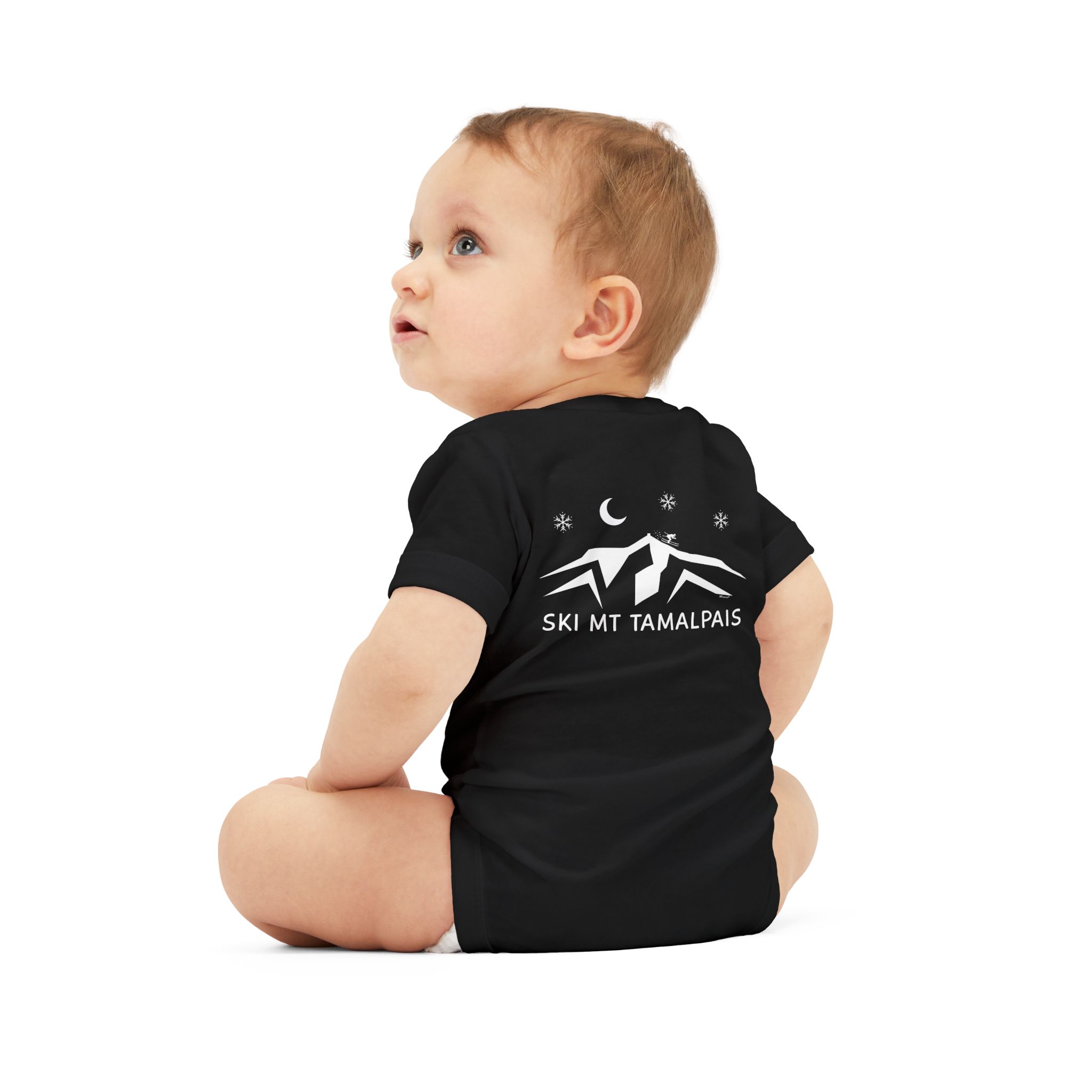 100% Cotton Baby Bodysuit - Ski Mt Tamalpais Design - front back - select color - Made in USA - Image 4