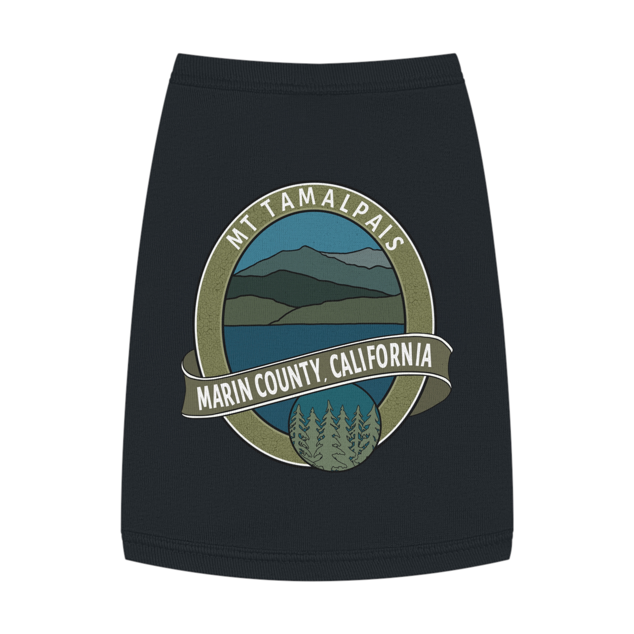 Cute Pet Tank Top - Oval Mt Tamalpais Marin County California Souvenir Design - Pet Apparel for Dog and Cat Lovers - Select size and color - Made in AZ USA - PFY