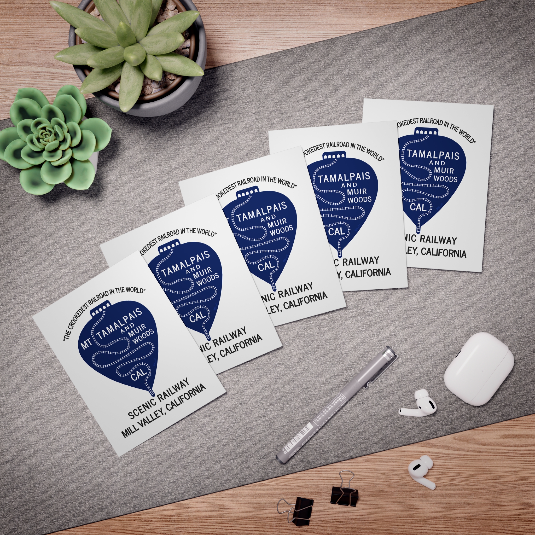 Greeting Card Set (5-Pack) - Mt Tamalpais The Crookedest Railroad in the World Mt Tamalpais Muir Woods Scenic Railway Mill Valley California - Printed in USA - Image 5