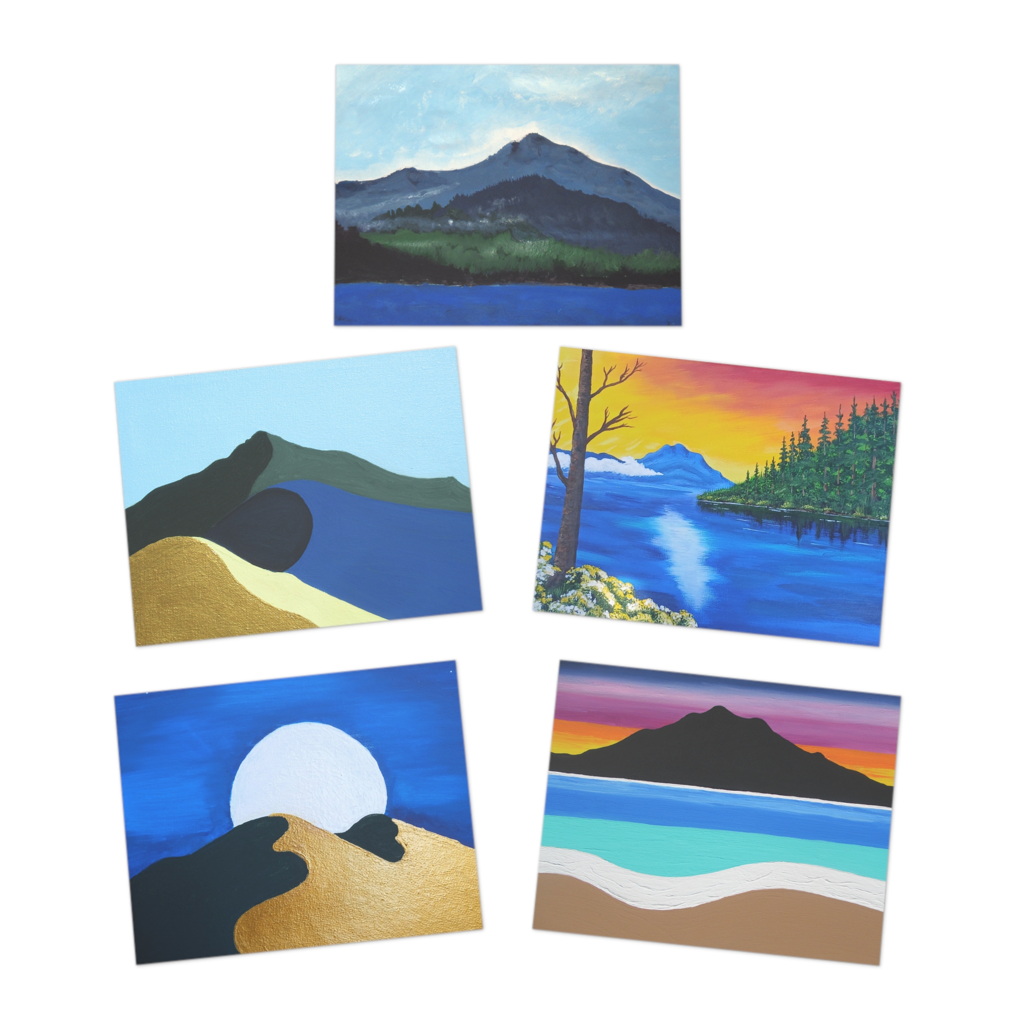 Hand Painted Mt Tamalpais Greeting Cards 5‑Pack - Made in USA