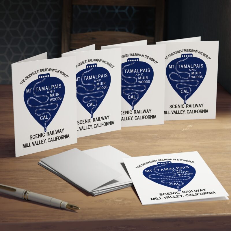 Greeting Card Set (5-Pack) - Mt Tamalpais The Crookedest Railroad in the World Mt Tamalpais Muir Woods Scenic Railway Mill Valley California - Printed in USA