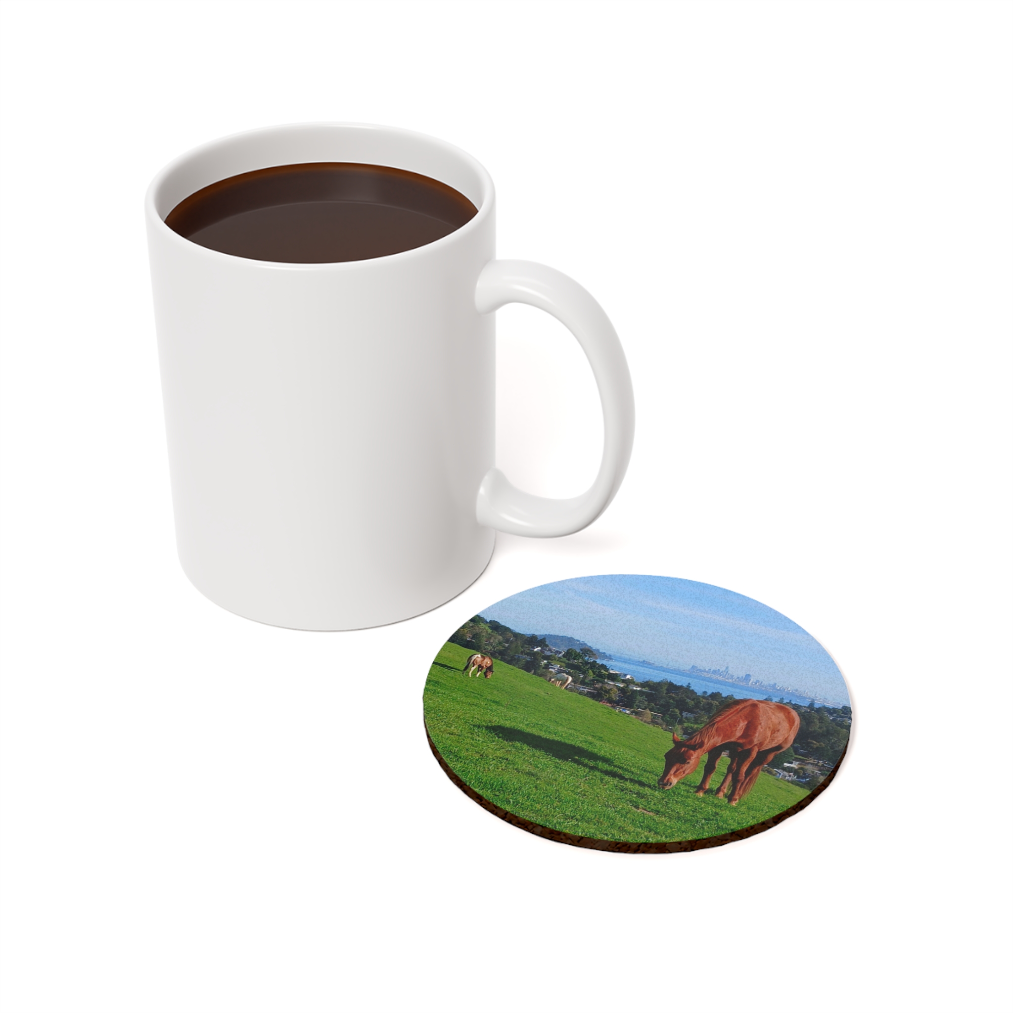 Horse Hill 3 Mill Valley San Francisco California Coaster — Cork-Back Drink Coasters - PFY - Image 3