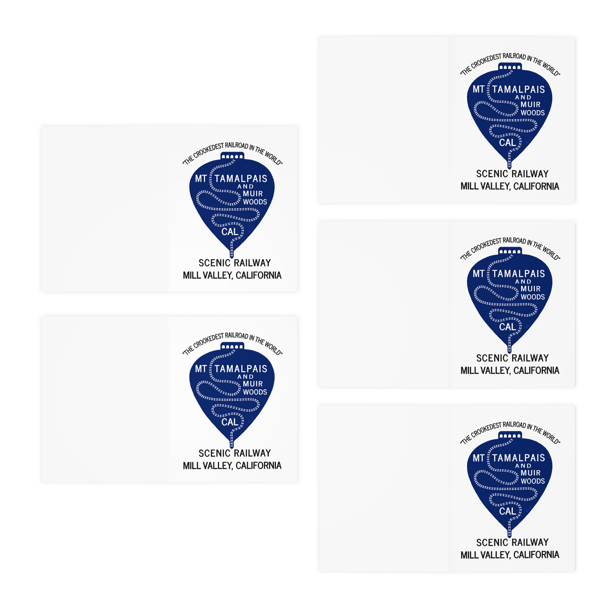 Greeting Card Set (5-Pack) - Mt Tamalpais The Crookedest Railroad in the World Mt Tamalpais Muir Woods Scenic Railway Mill Valley California - Printed in USA - Image 3