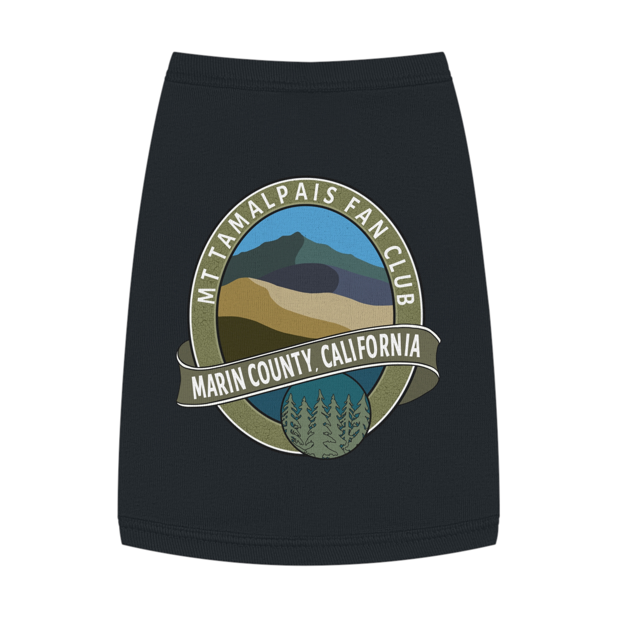 Cute Pet Tank Top - Oval Mt Tamalpais Fan Club Marin County California Souvenir Design - Pet Apparel for Dog and Cat Lovers - Select size and color - Made in AZ USA - PFY