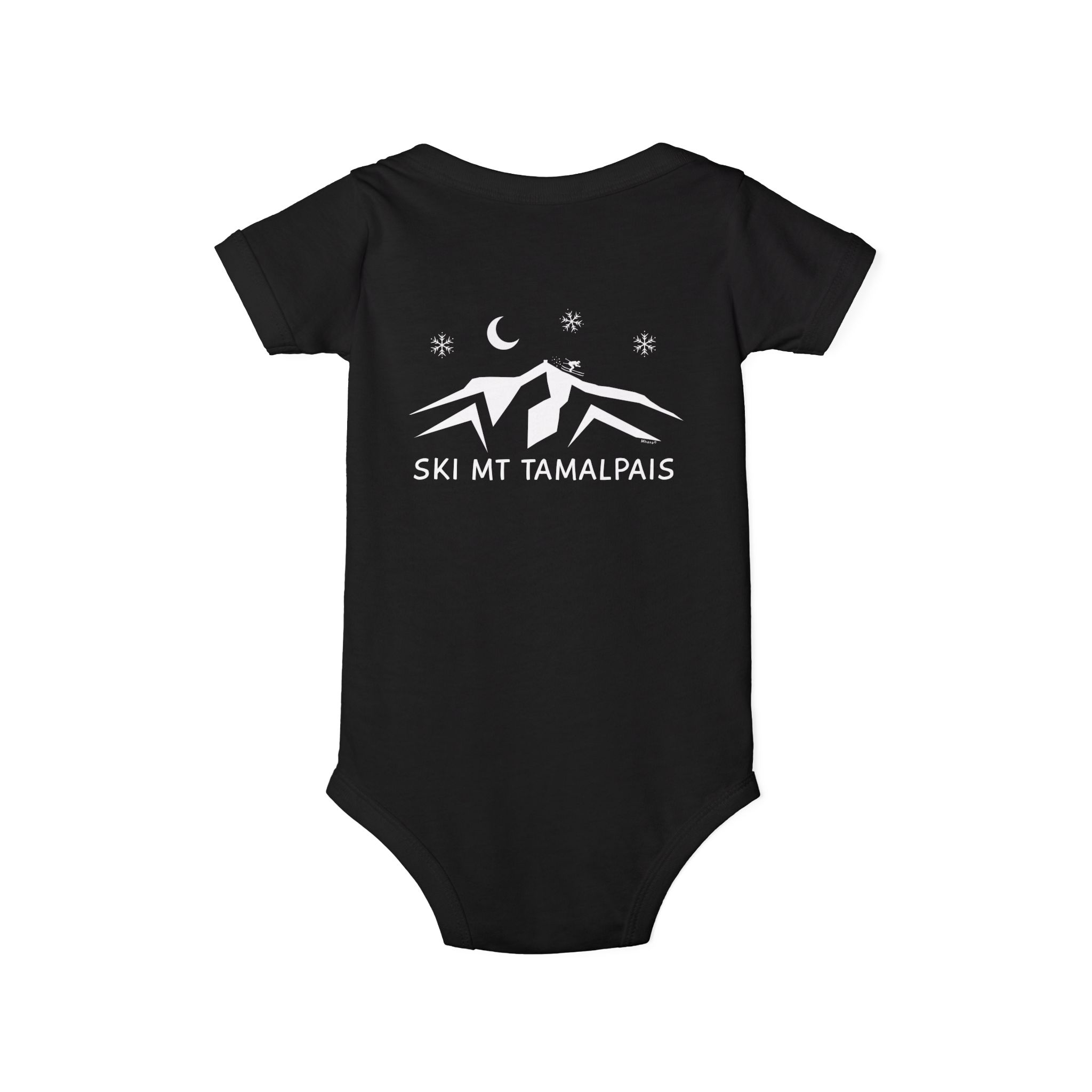 100% Cotton Baby Bodysuit - Ski Mt Tamalpais Design - front back - select color - Made in USA - Image 2