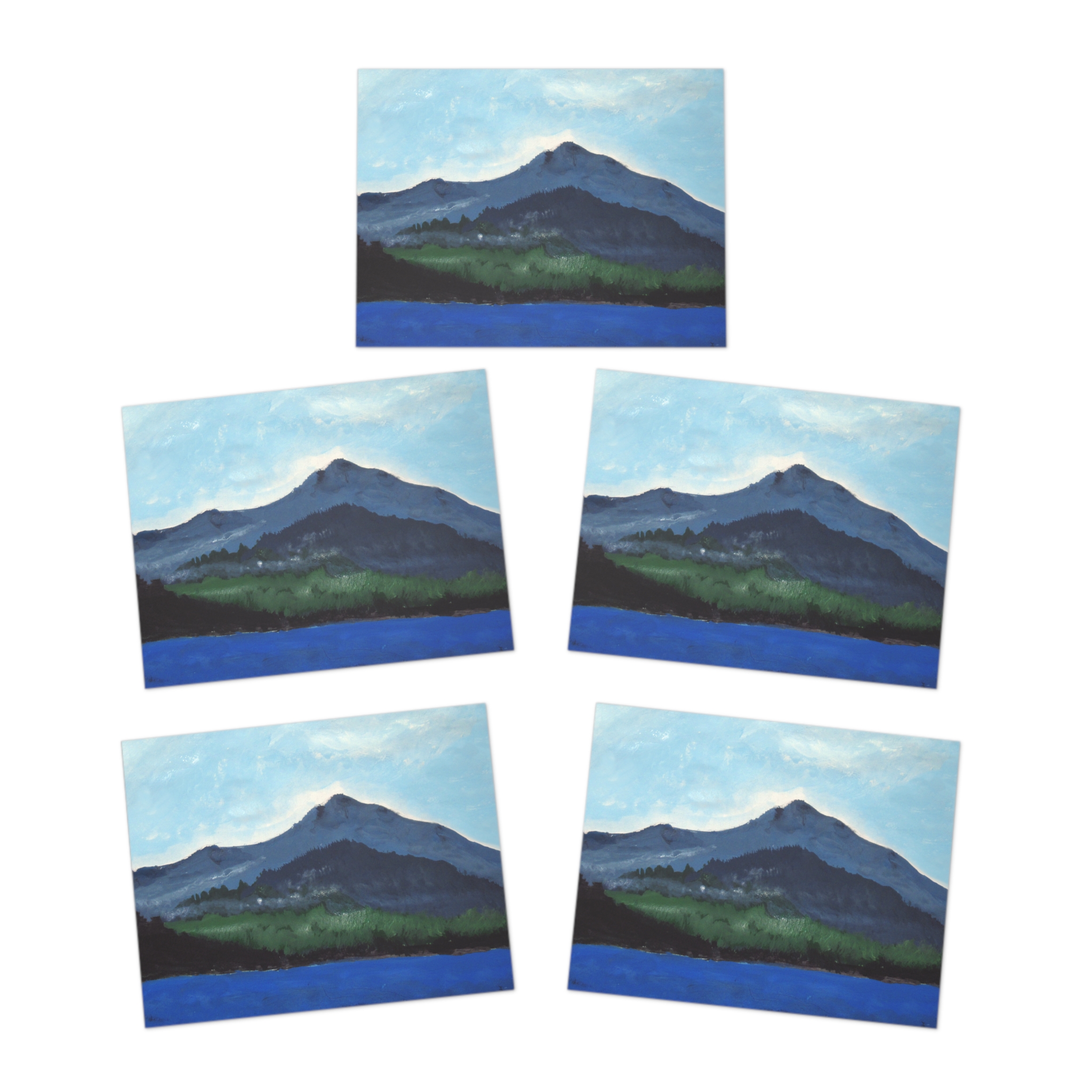 Mt Tamalpais Greeting Cards Hand painted prints - 5‑Pack - Made in USA