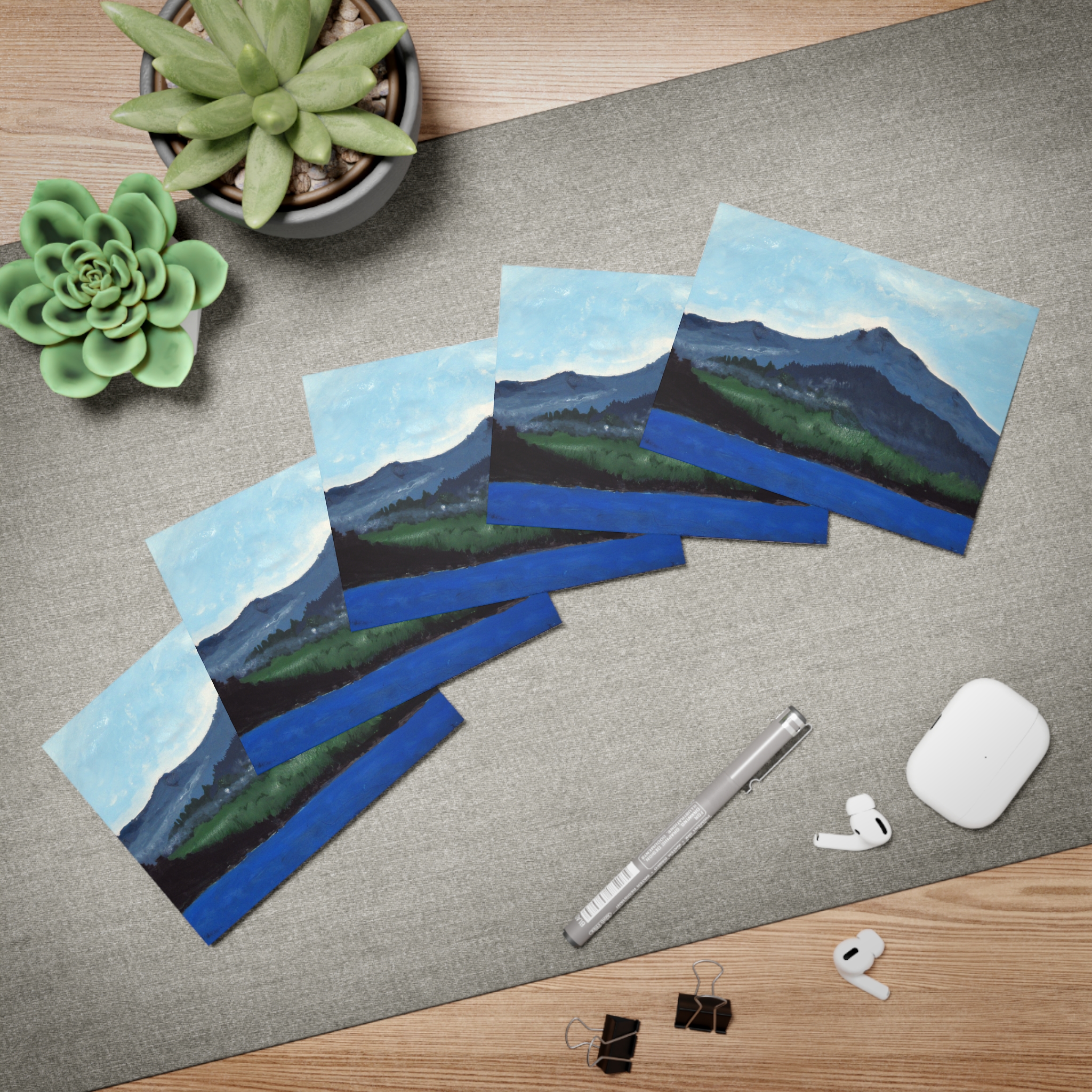 Mt Tamalpais Greeting Cards Hand painted prints - 5‑Pack - Made in USA - Image 3
