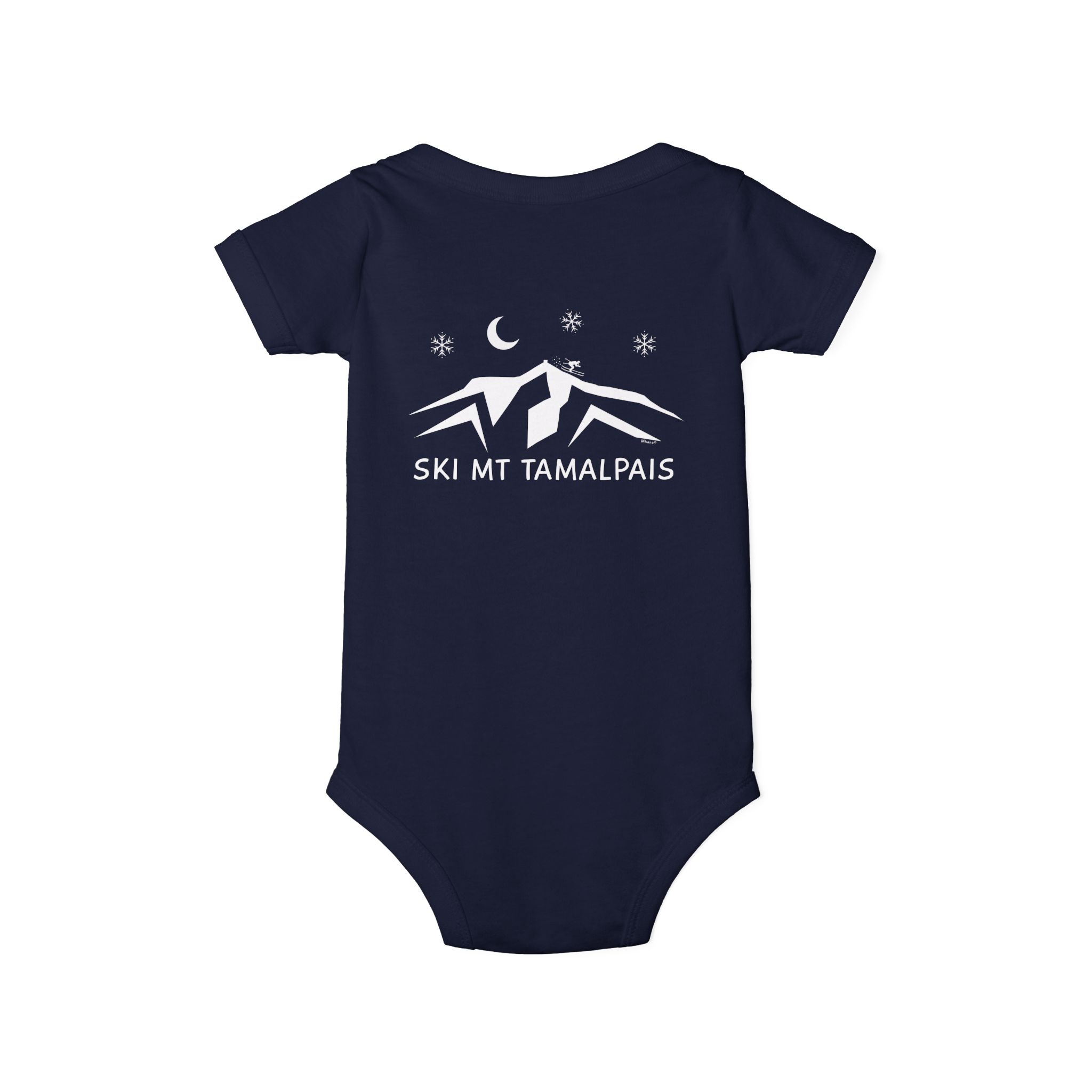 100% Cotton Baby Bodysuit - Ski Mt Tamalpais Design - front back - select color - Made in USA - Image 10
