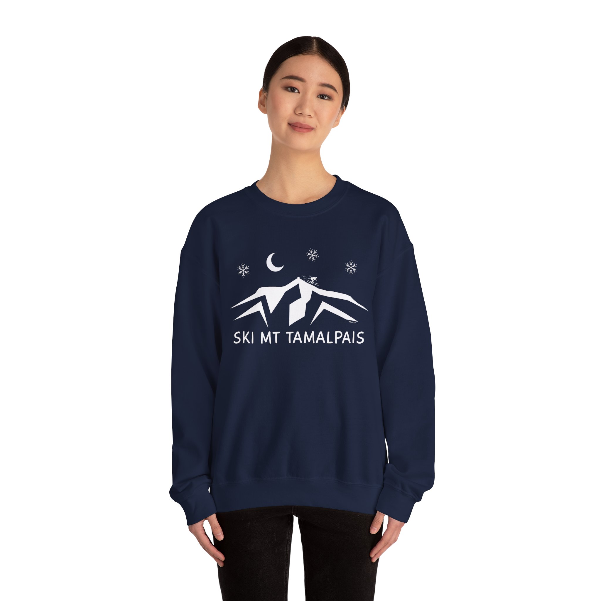 Ski Mt Tamalpais - Graphic Design - Unisex Crewneck Sweatshirt - front / back - Printed in USA - Image 8