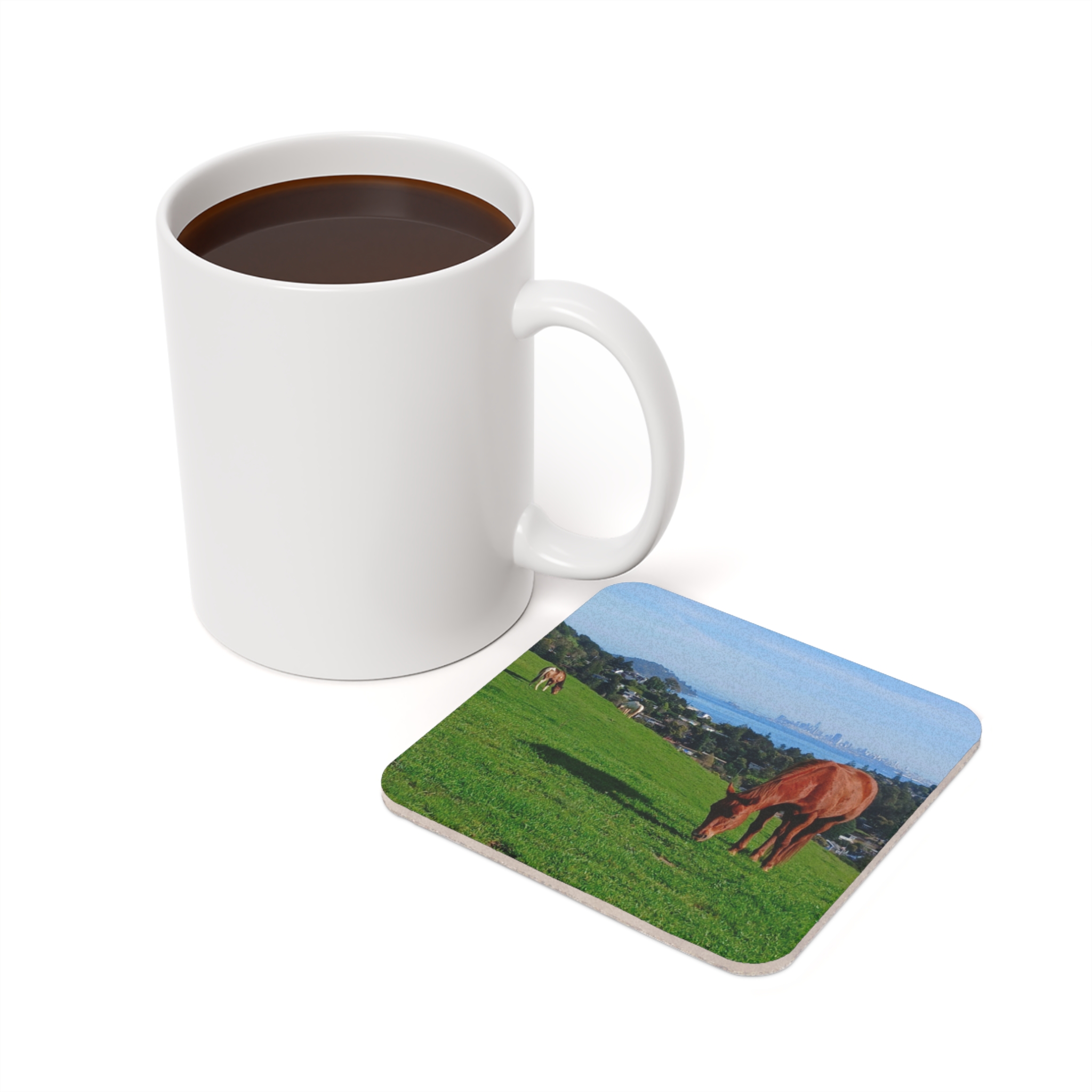 Horse Hill 3 Mill Valley San Francisco California Coaster — Cork-Back Drink Coasters - PFY - Image 6