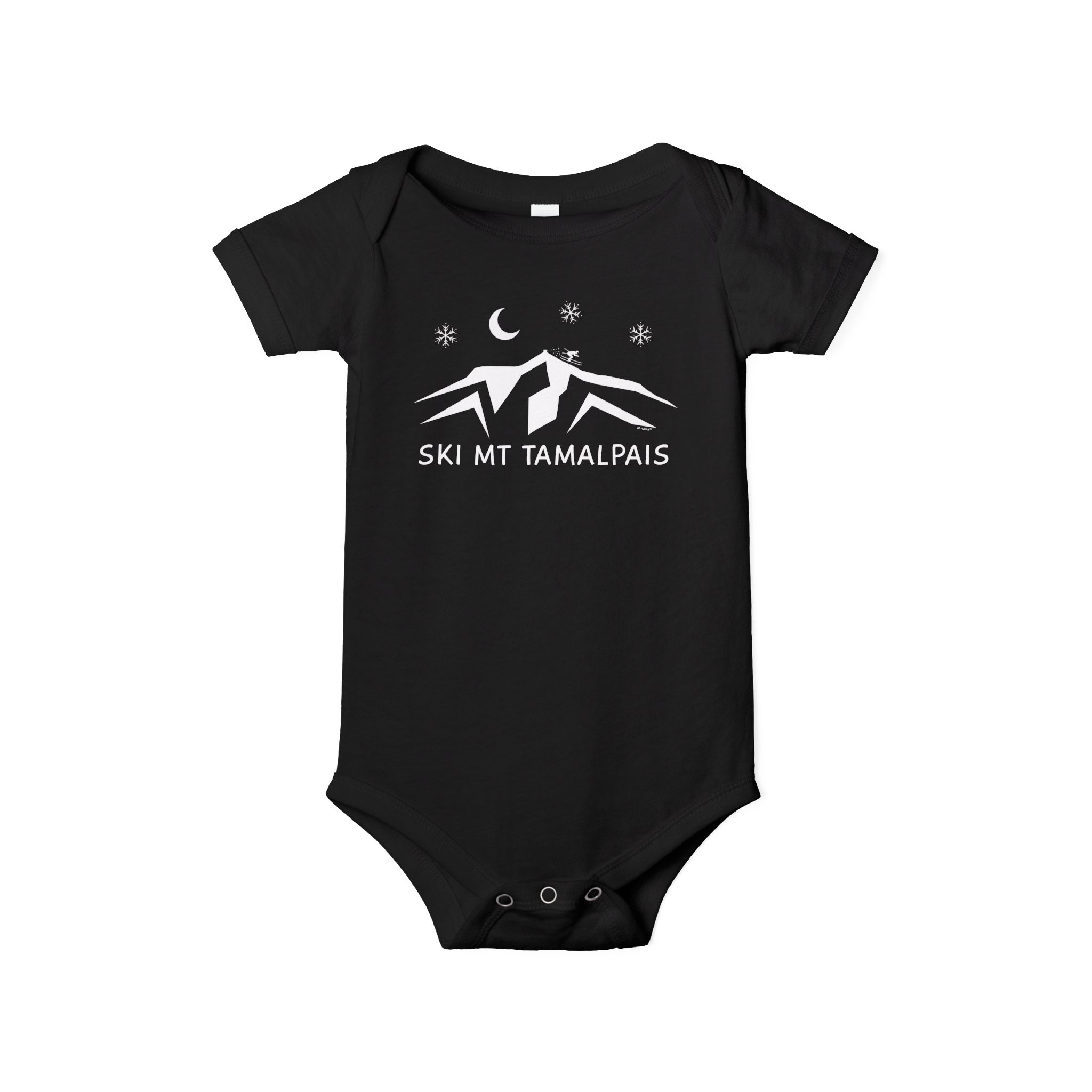 100% Cotton Baby Bodysuit - Ski Mt Tamalpais Design - front back - select color - Made in USA