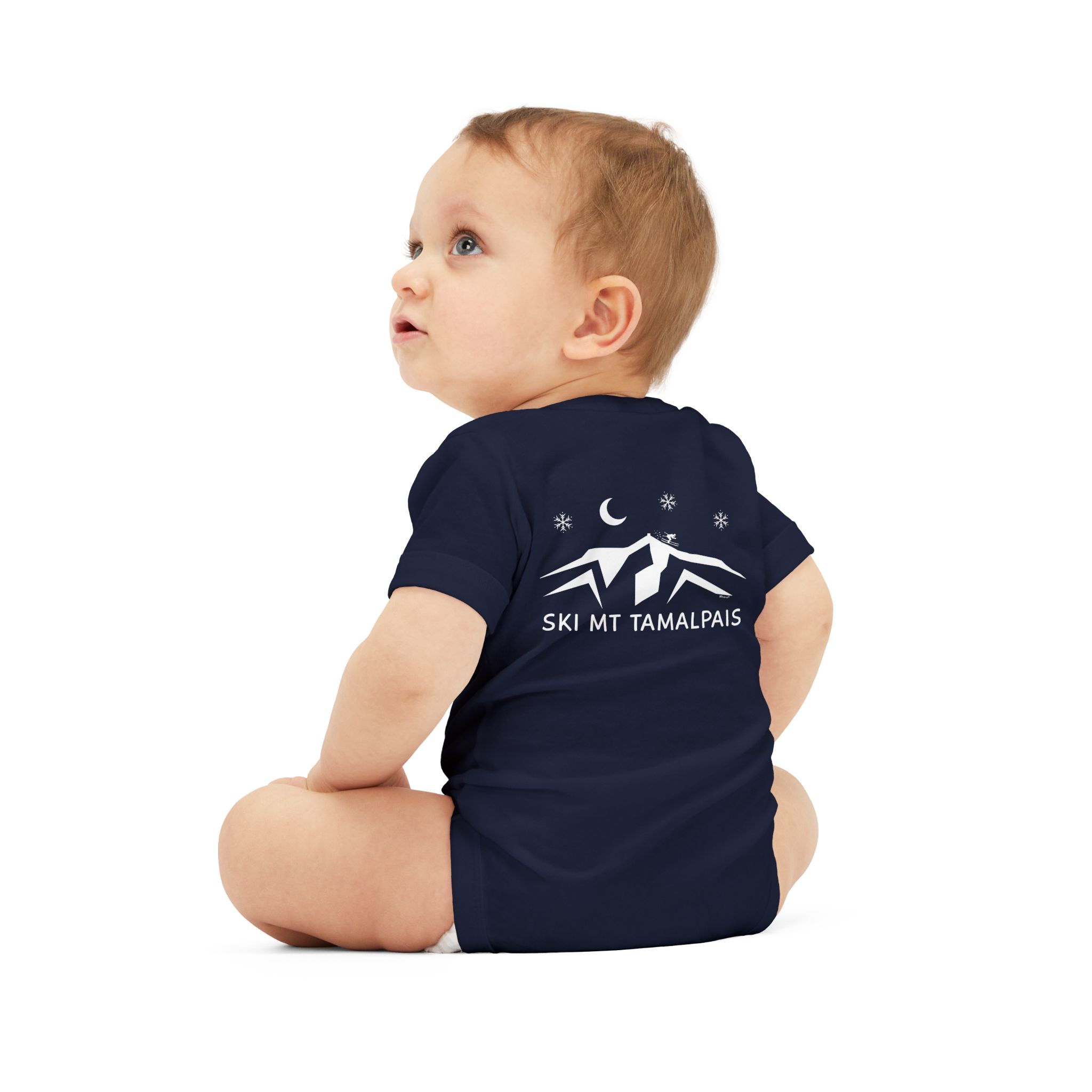 100% Cotton Baby Bodysuit - Ski Mt Tamalpais Design - front back - select color - Made in USA - Image 12