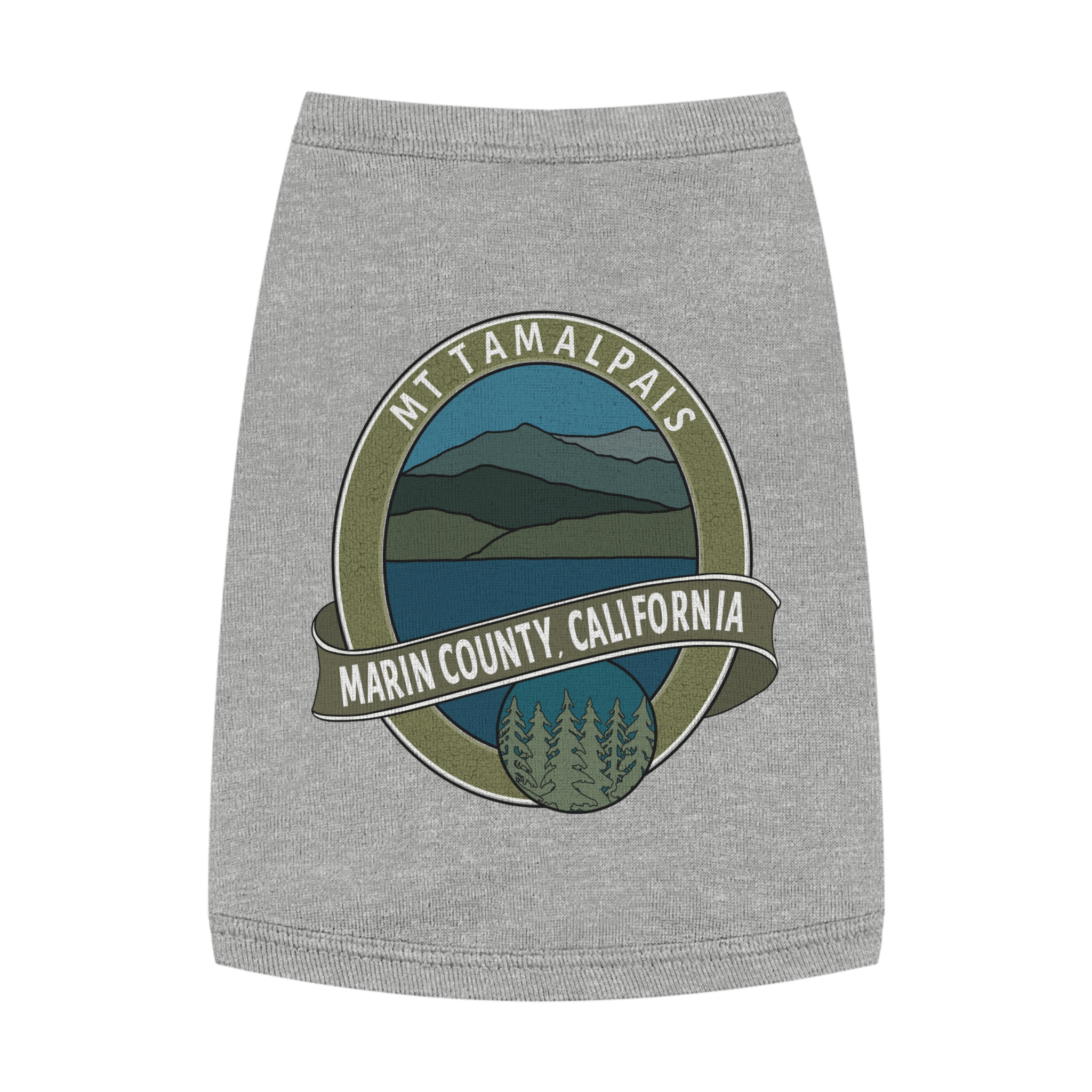 Cute Pet Tank Top - Oval Mt Tamalpais Marin County California Souvenir Design - Pet Apparel for Dog and Cat Lovers - Select size and color - Made in AZ USA - PFY - Image 4