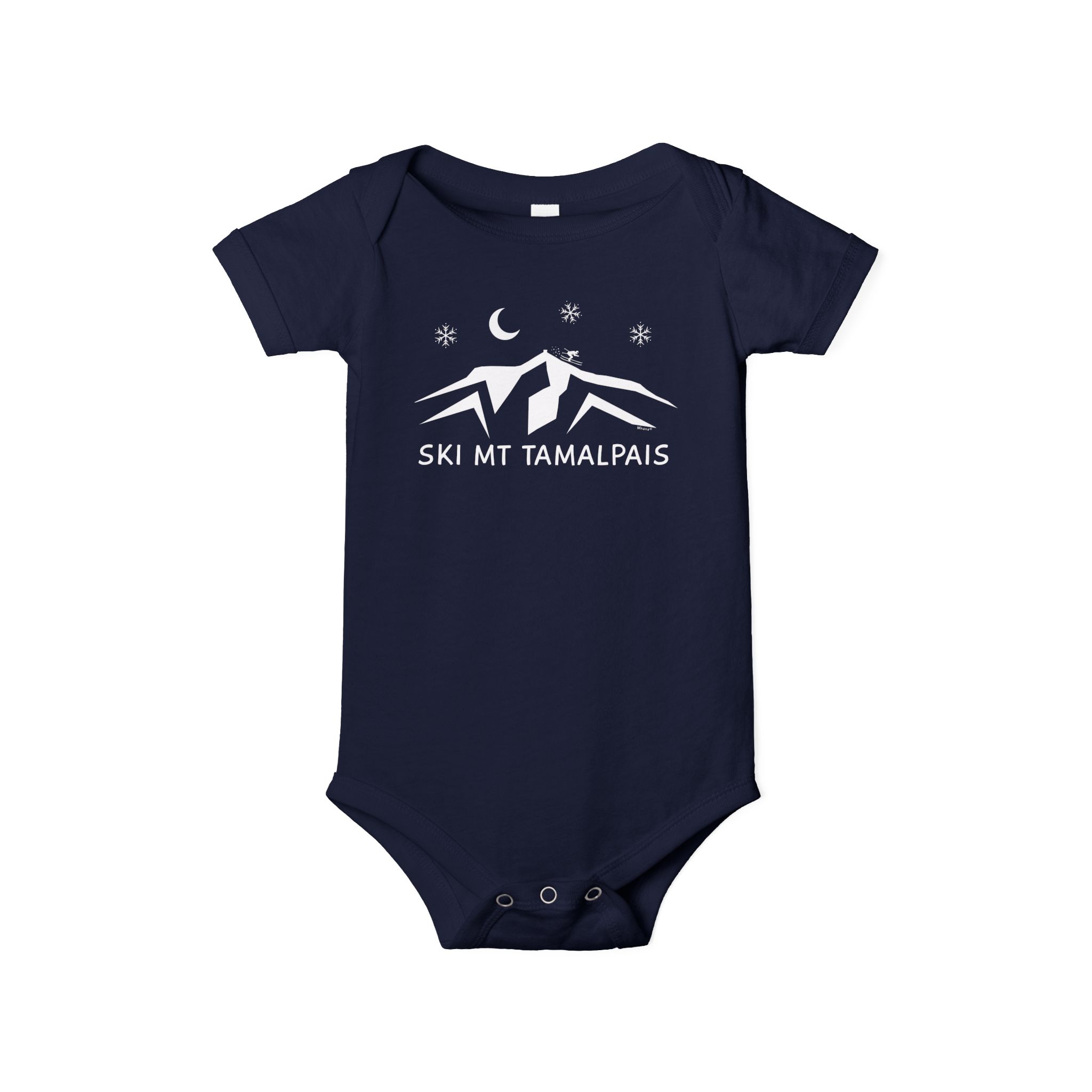 100% Cotton Baby Bodysuit - Ski Mt Tamalpais Design - front back - select color - Made in USA - Image 9
