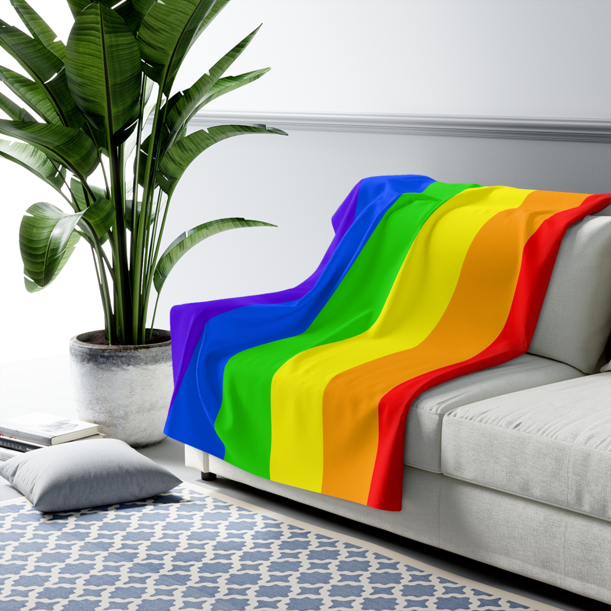 Cozy Sherpa Fleece Blanket - Rainbow Pride Design - Soft Warm & Stylish Home Decor and RVs - Image 3