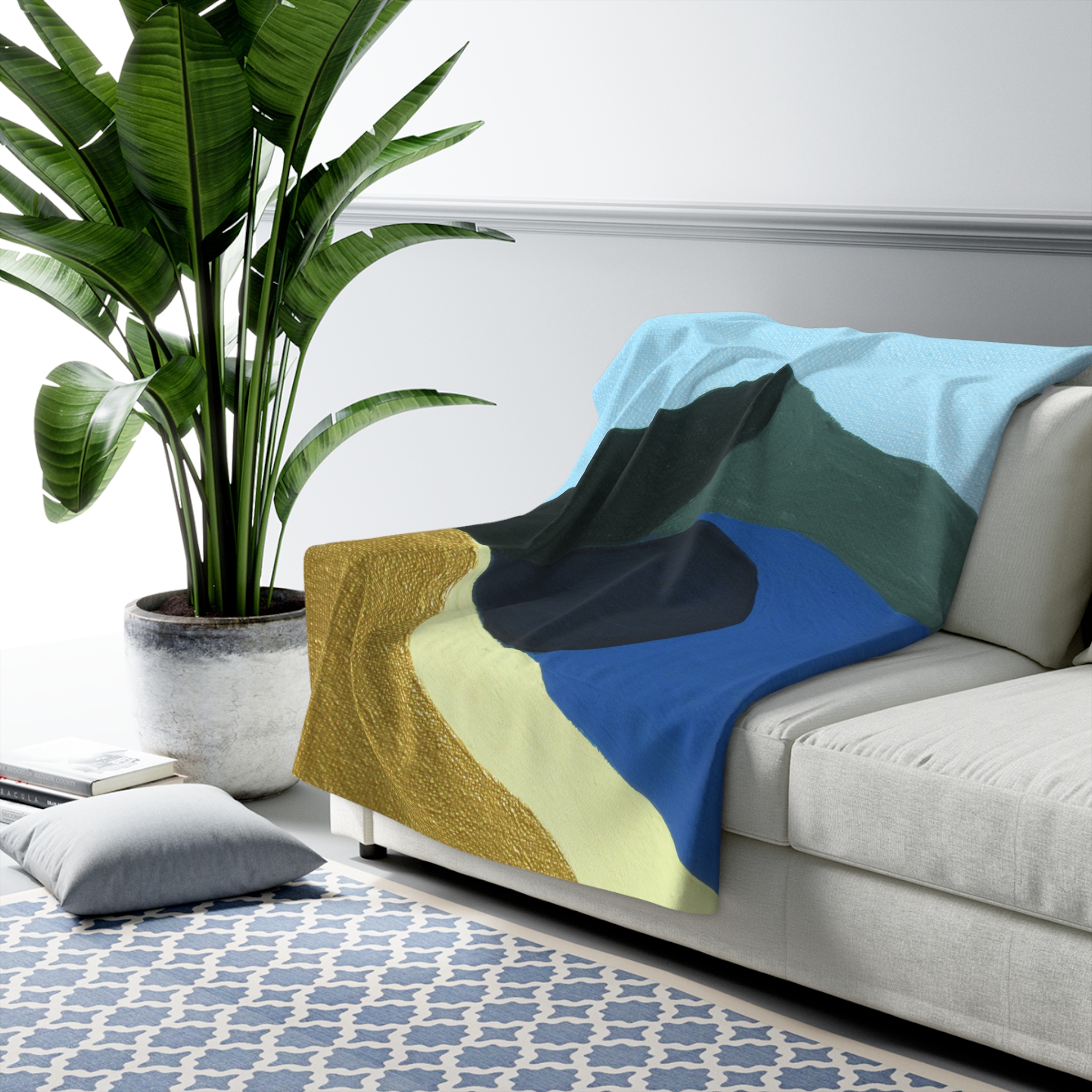 Cozy Sherpa Fleece Blanket - Colors of Mt Tamalpais Hand Painted (print) Soft, Warm & Stylish Home Decor and RVs - Select color - Image 3