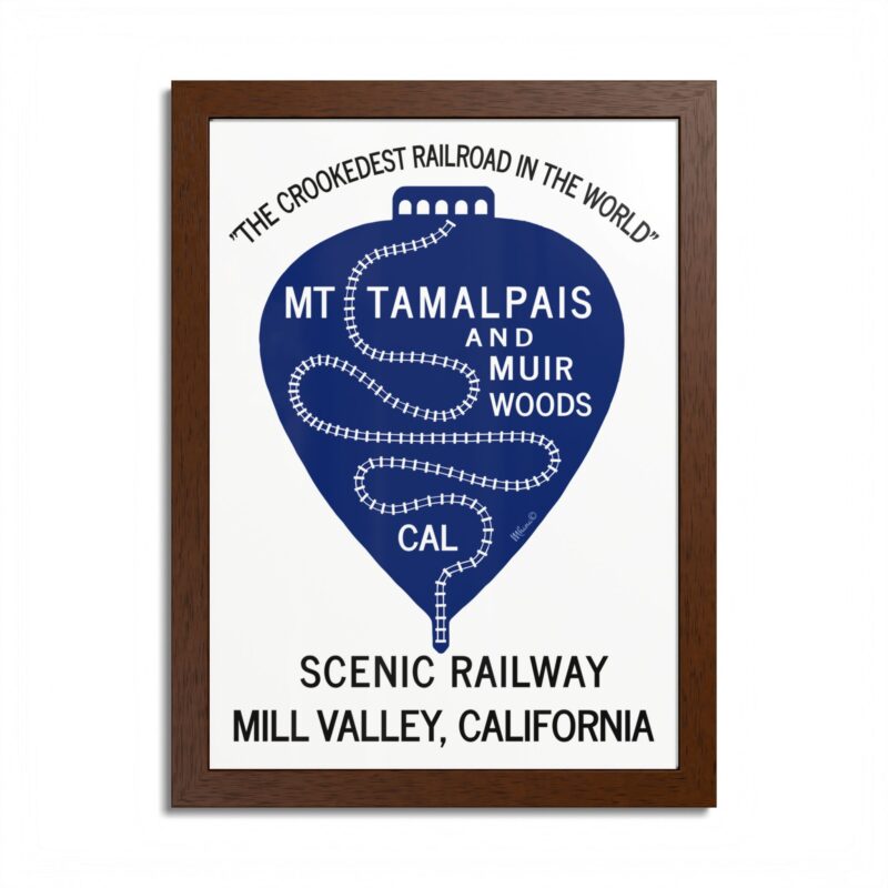 Vintage 1911 Mt Tamalpais Muir Woods Railroad Mill Valley California - Hand-crafted wooden frame - select options - Made in USA