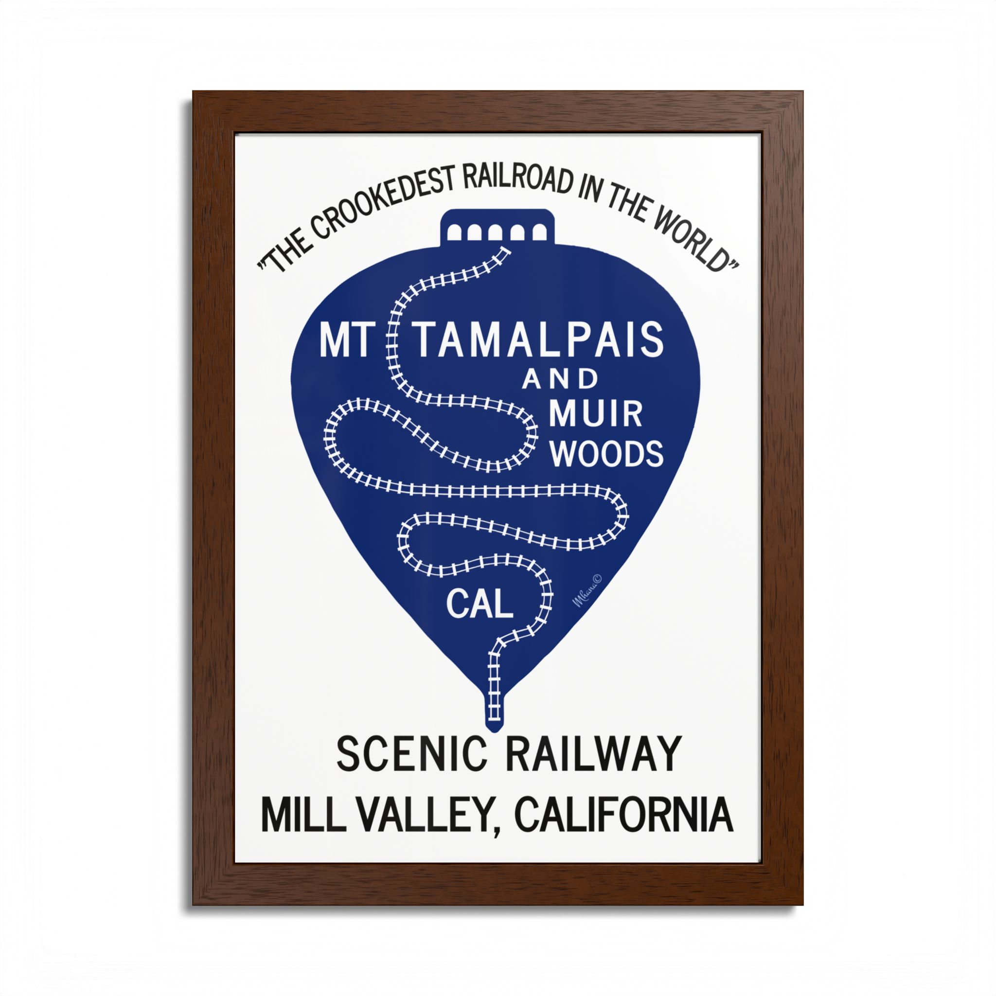 Vintage 1911 Mt Tamalpais Muir Woods Railroad Mill Valley California - Hand-crafted wooden frame - select options - Made in USA