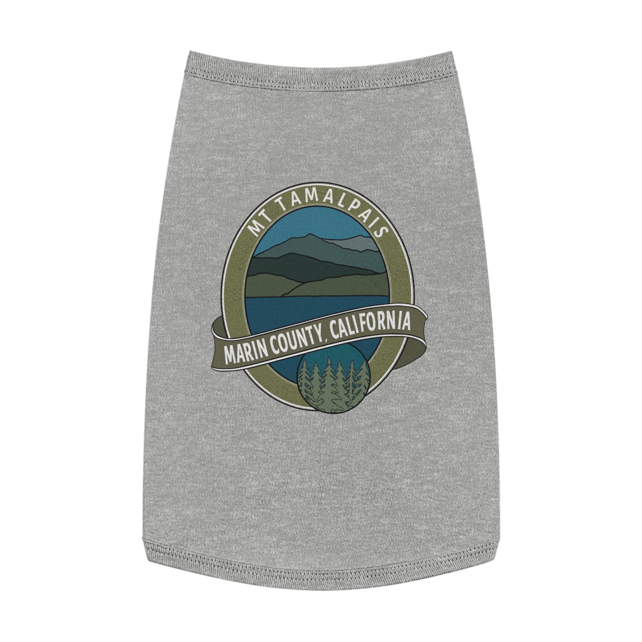 Cute Pet Tank Top - Oval Mt Tamalpais Marin County California Souvenir Design - Pet Apparel for Dog and Cat Lovers - Select size and color - Made in AZ USA - PFY - Image 16