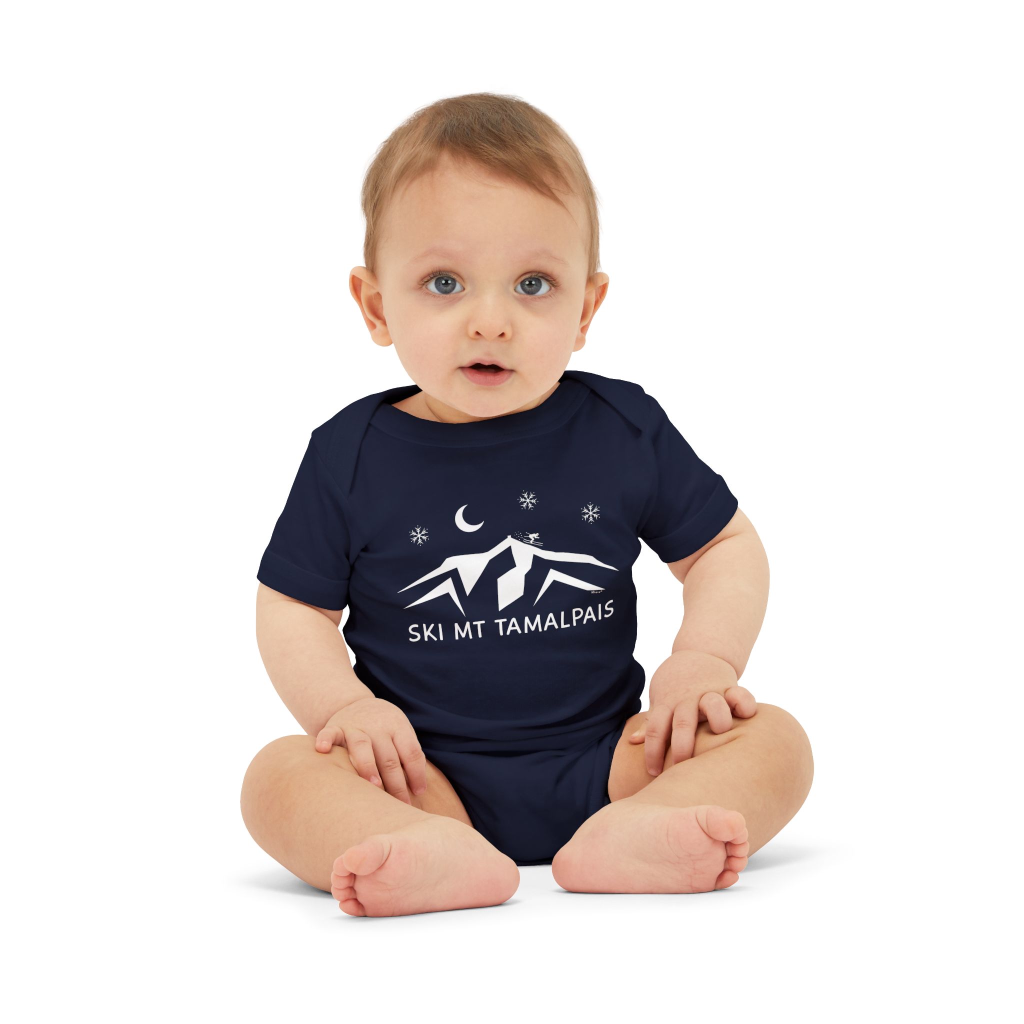 100% Cotton Baby Bodysuit - Ski Mt Tamalpais Design - front back - select color - Made in USA - Image 11