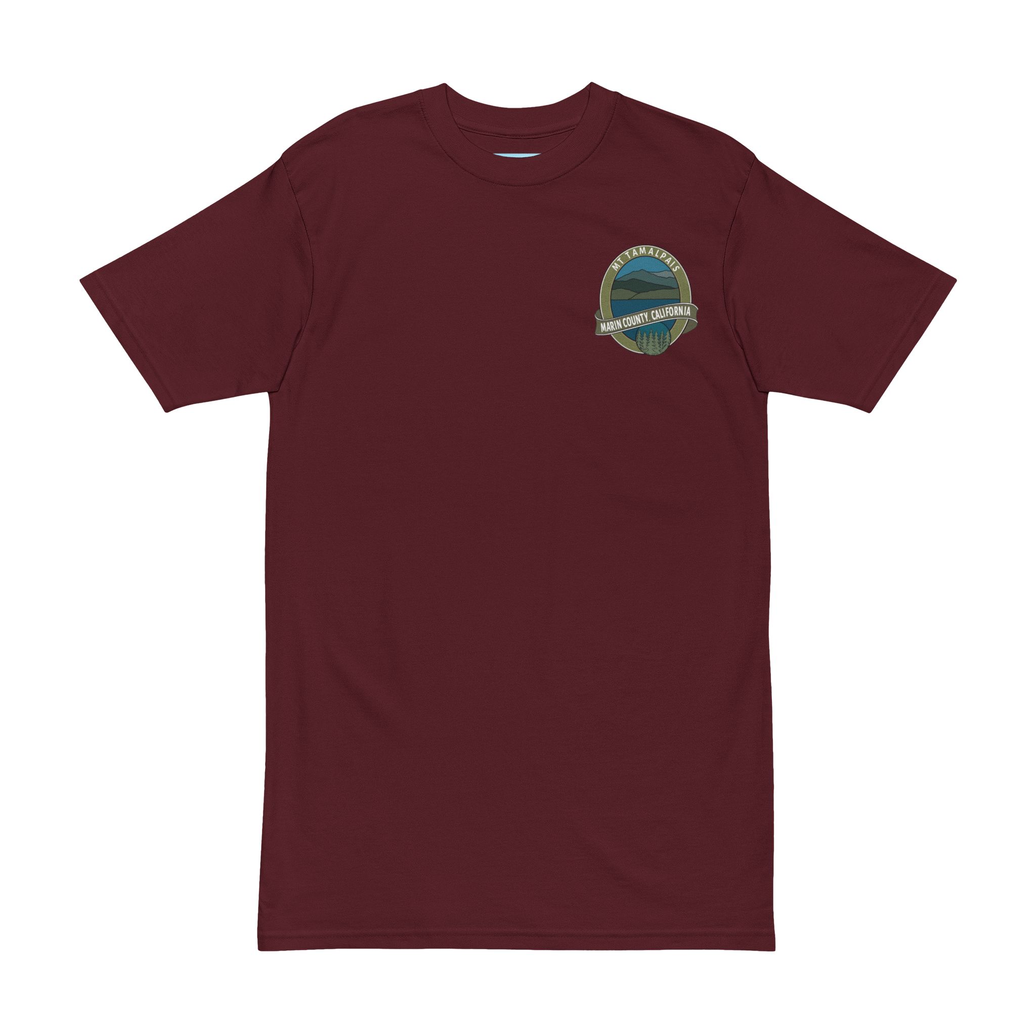 Men’s premium heavyweight tee 100% Cotton T-shirt - Oval Mt Tamalpais Marin County California Collector's Design - Front Chest and Back - Select color - Image 11