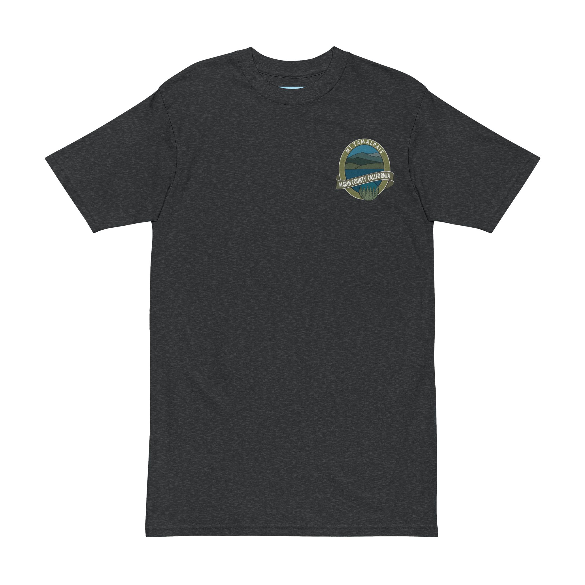 Men’s premium heavyweight tee 100% Cotton T-shirt - Oval Mt Tamalpais Marin County California Collector's Design - Front Chest and Back - Select color - Image 7