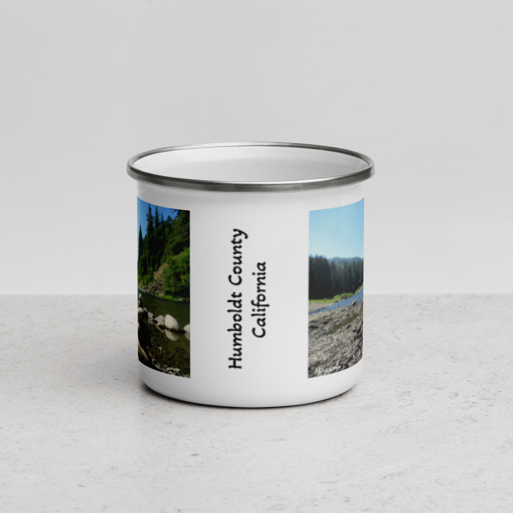 Enamel Mug - California Redwoods and Stacked Stones - Humboldt County California - Camping Mug 12oz - Image 2
